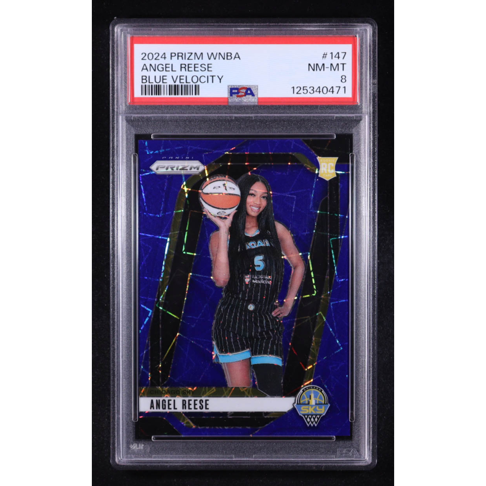 Angel Reese 2024 Panini Blue Velocity Prizm #147 RC (PSA 8) at PristineAuction.com