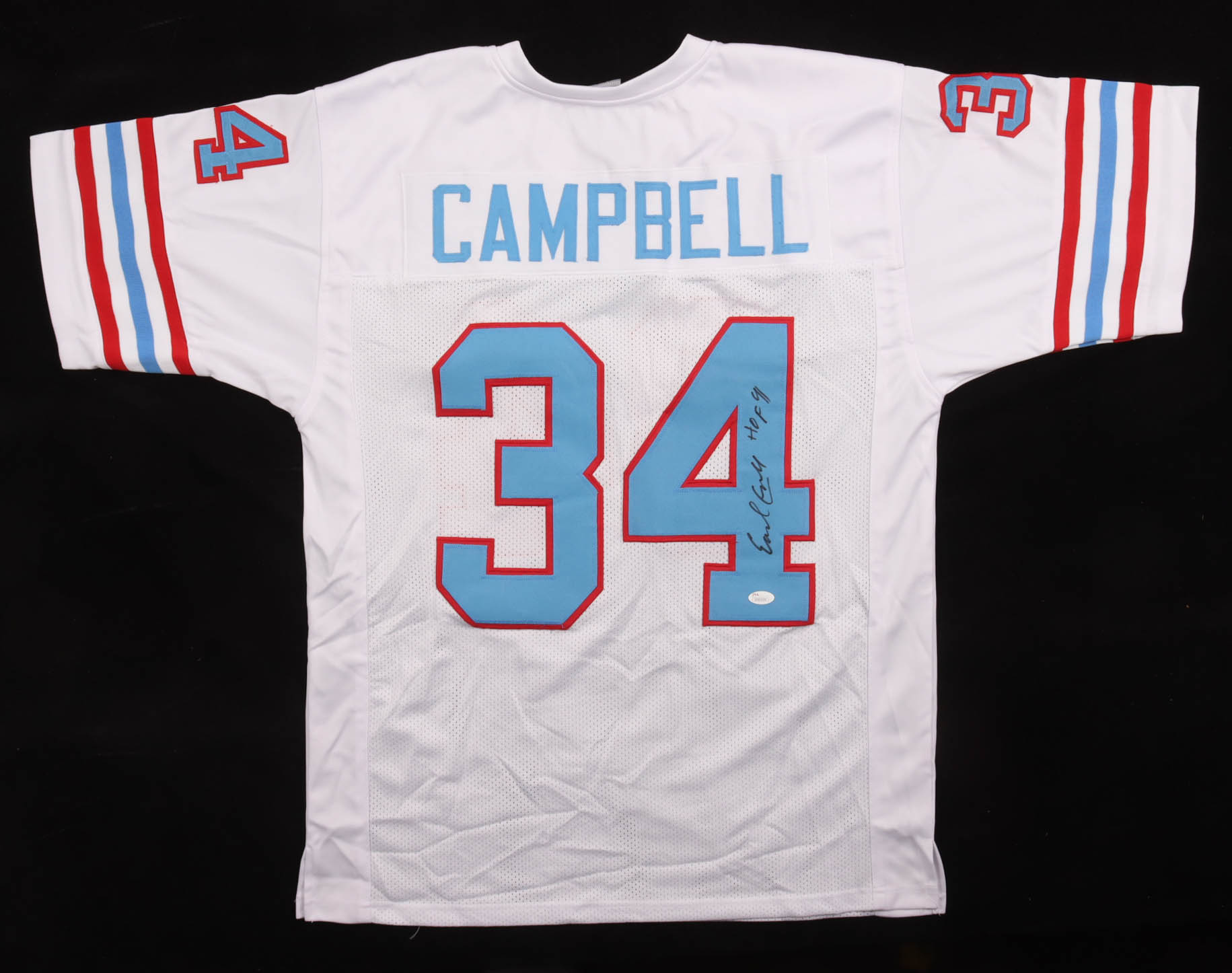 Earl Campbell Signed Jersey Inscribed "HOF 91" (JSA) at PristineAuction.com Earl Campbell Signed Jersey Inscribed "HOF 91" (JSA) at PristineAuction.com