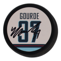Yanni Gourde Signed Kraken Logo Hockey Puck (JSA) at PristineAuction.com