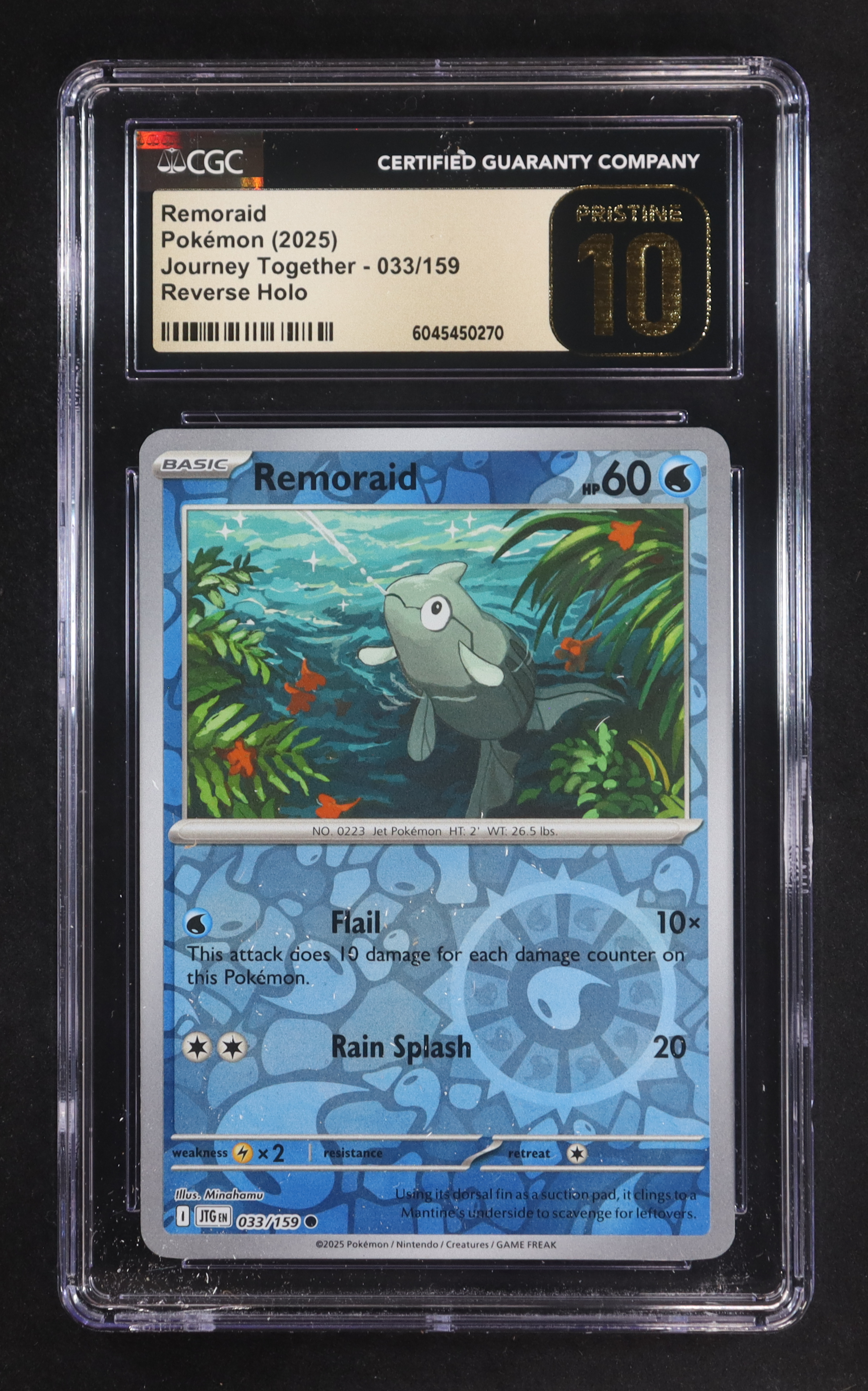 Remoraid 2025 Pokemon TCG Scarlet and Violet Journey Together Reverse Foil #033 (CGC Pristine 10) at PristineAuction.com Remoraid 2025 Pokemon TCG Scarlet and Violet Journey Together Reverse Foil #033 (CGC Pristine 10) at PristineAuction.com