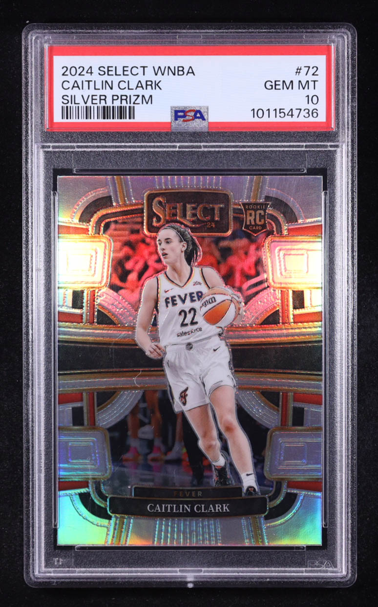 Caitlin Clark 2024 Panini Select WNBA Silver Prizm #72 RC (PSA 10) at PristineAuction.com Caitlin Clark 2024 Panini Select WNBA Silver Prizm #72 RC (PSA 10) at PristineAuction.com