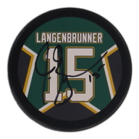 Jamie Langenbrunner Signed Stars Logo Hockey Puck (JSA) at PristineAuction.com