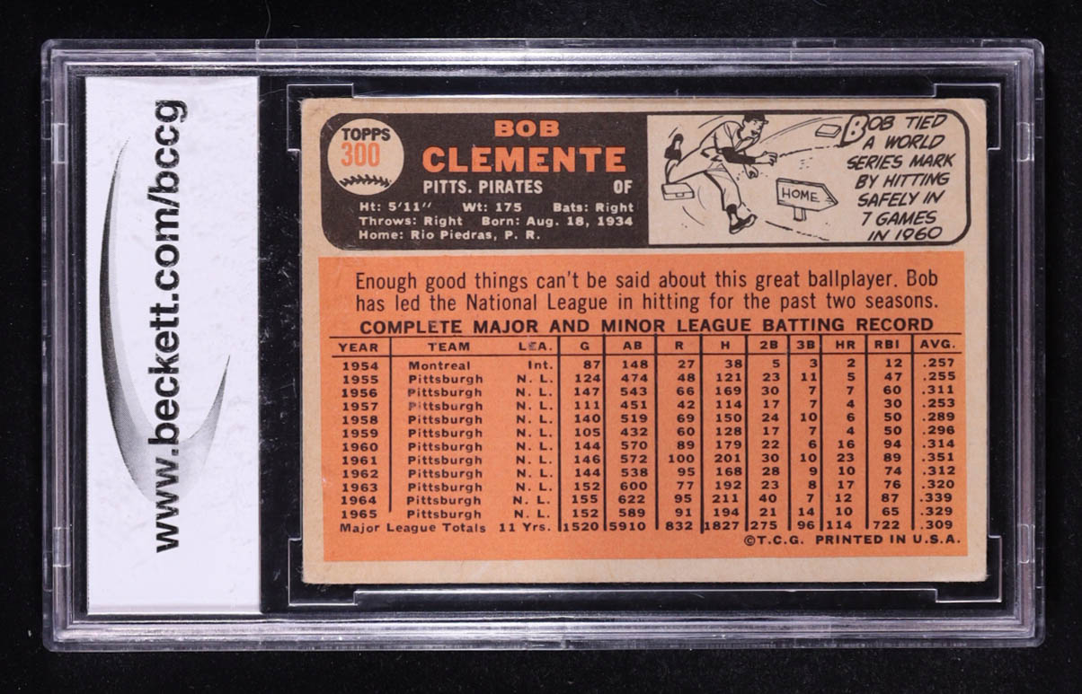 Bob Clemente 1966 Topps #300 (BCCG 7) at PristineAuction.com Bob Clemente 1966 Topps #300 (BCCG 7) at PristineAuction.com