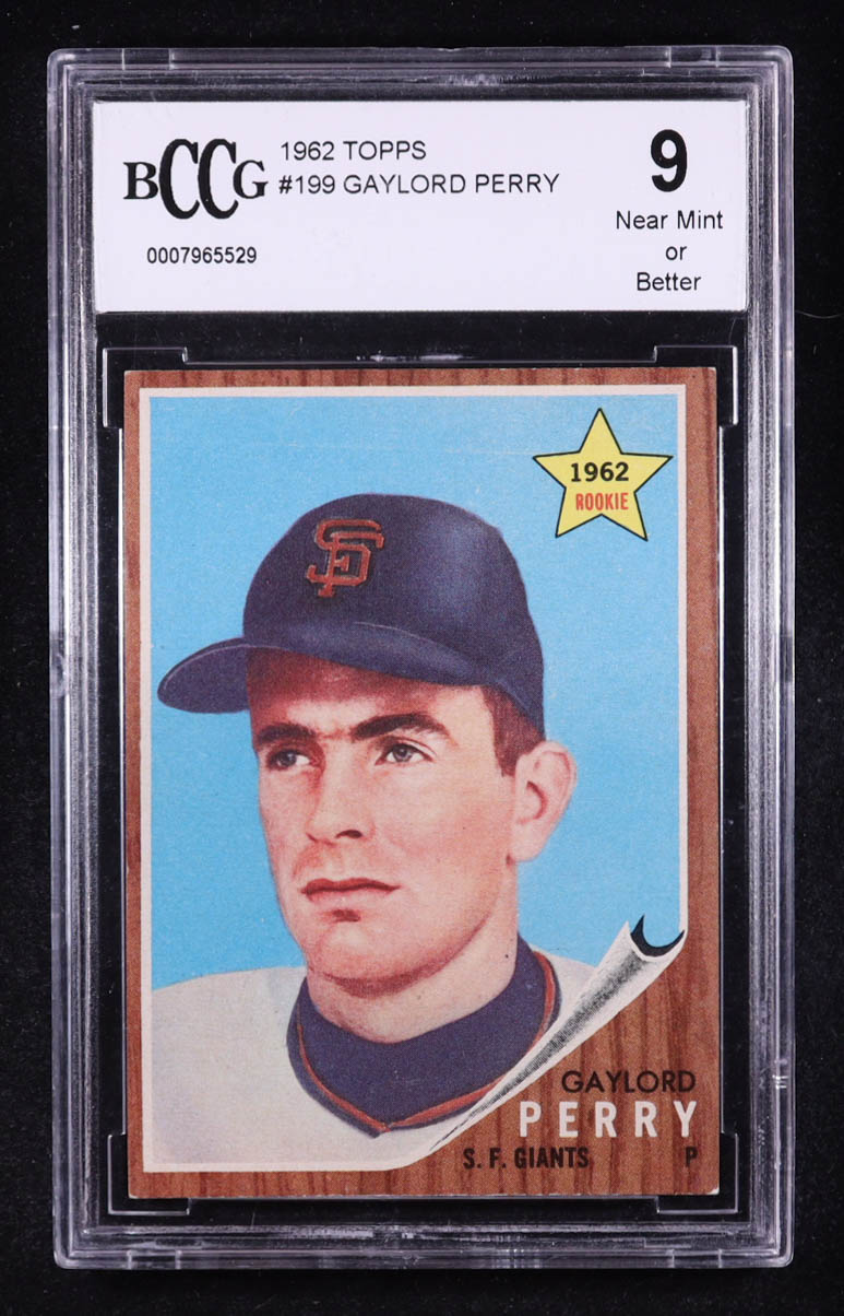 Gaylord Perry 1962 Topps #199 RC (BCCG 9) at PristineAuction.com Gaylord Perry 1962 Topps #199 RC (BCCG 9) at PristineAuction.com