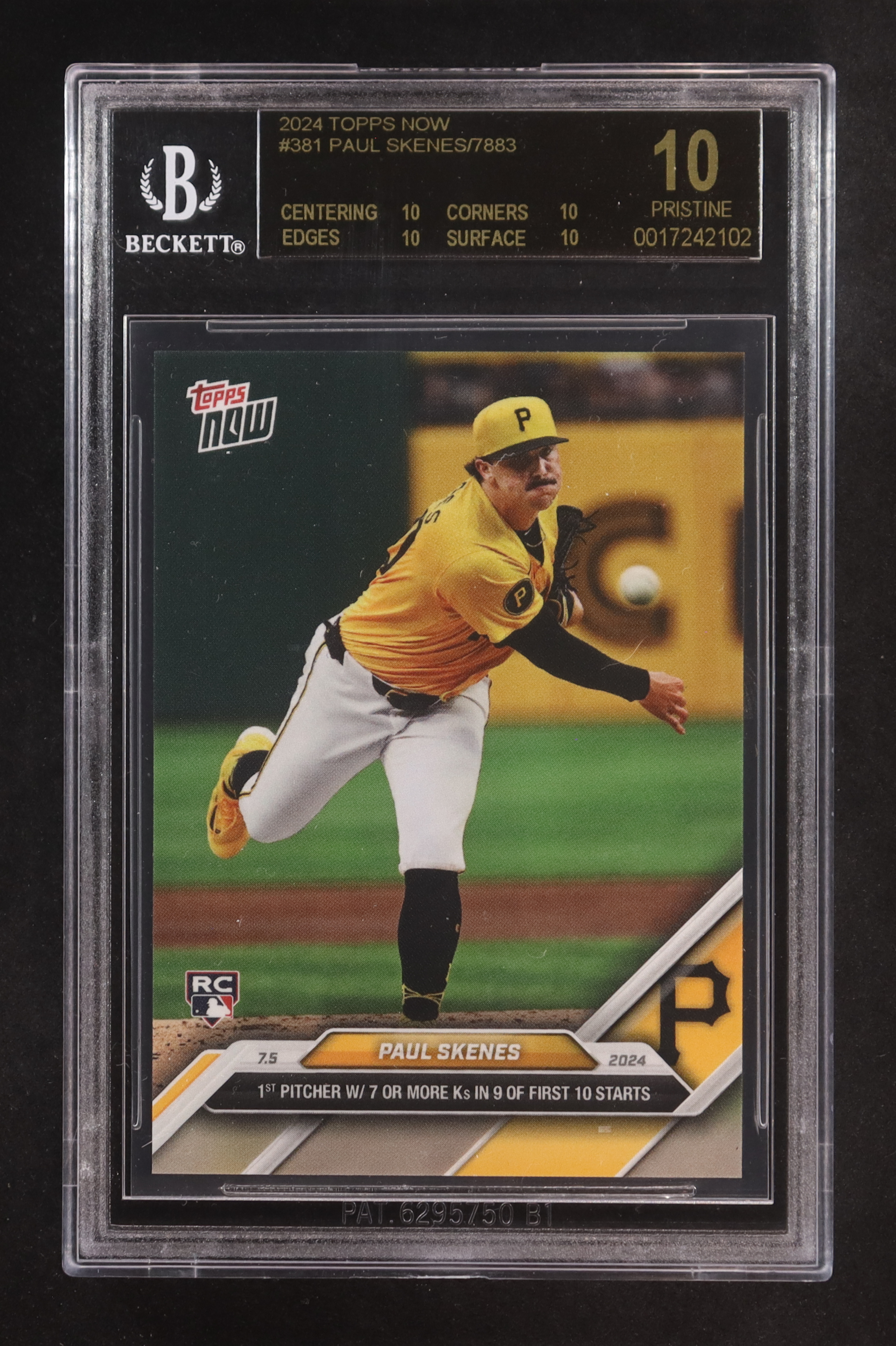 Paul Skenes 2024 Topps Now #381 RC (BGS 10 | Pristine Black Label) at PristineAuction.com Paul Skenes 2024 Topps Now #381 RC (BGS 10 | Pristine Black Label) at PristineAuction.com