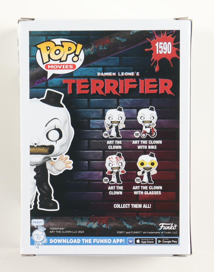 David Howard Thornton Signed "Terrifier" #1590 Art The Clown Funko Pop! Vinyl Figure Inscribed "Art The Clown" (JSA) at PristineAuction.com David Howard Thornton Signed "Terrifier" #1590 Art The Clown Funko Pop! Vinyl Figure Inscribed "Art The Clown" (JSA) at PristineAuction.com