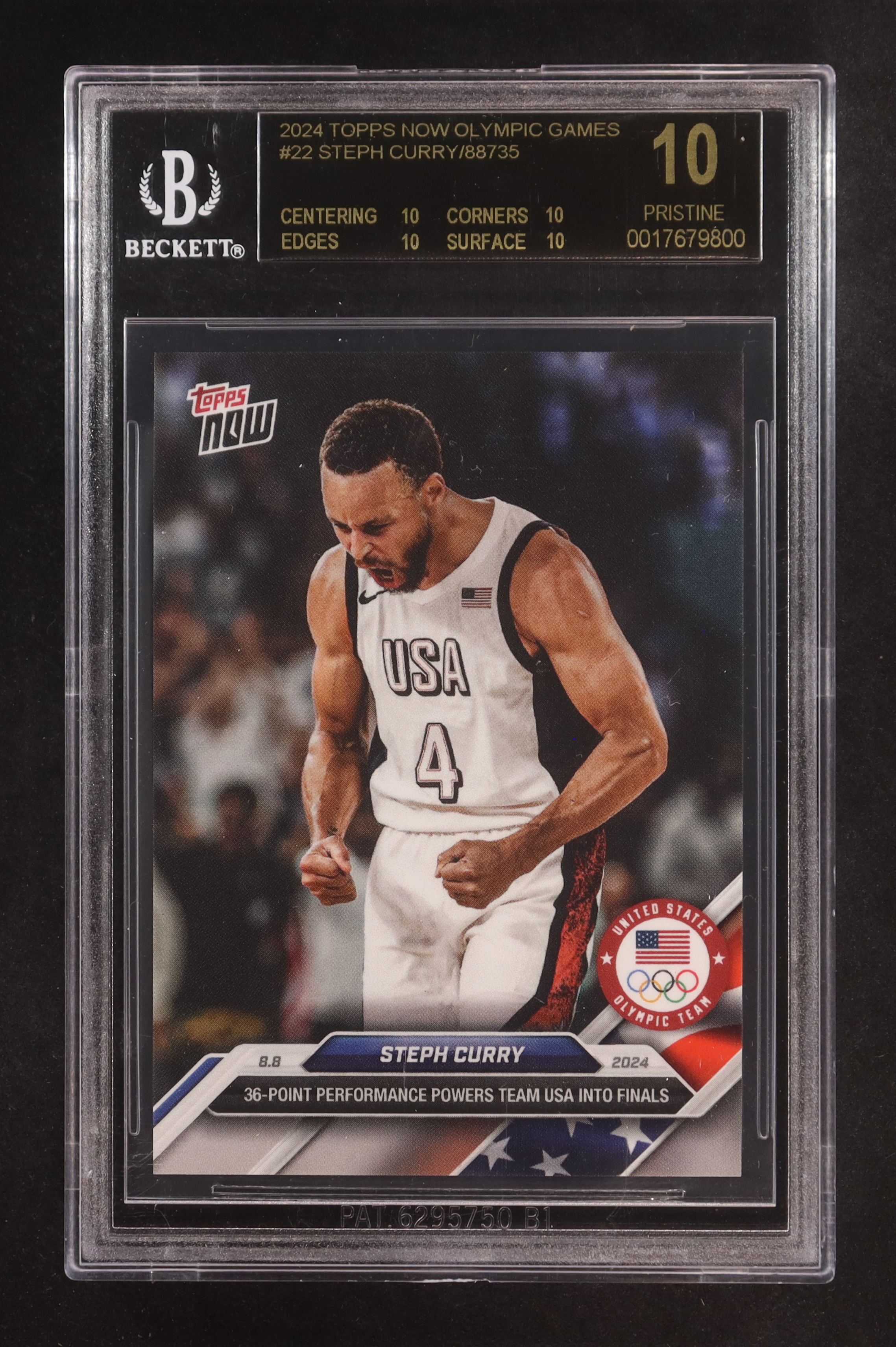 Stephen Curry 2024 Topps Now Olympic Games #22 (BGS 10 | Pristine Black Label) at PristineAuction.com Stephen Curry 2024 Topps Now Olympic Games #22 (BGS 10 | Pristine Black Label) at PristineAuction.com