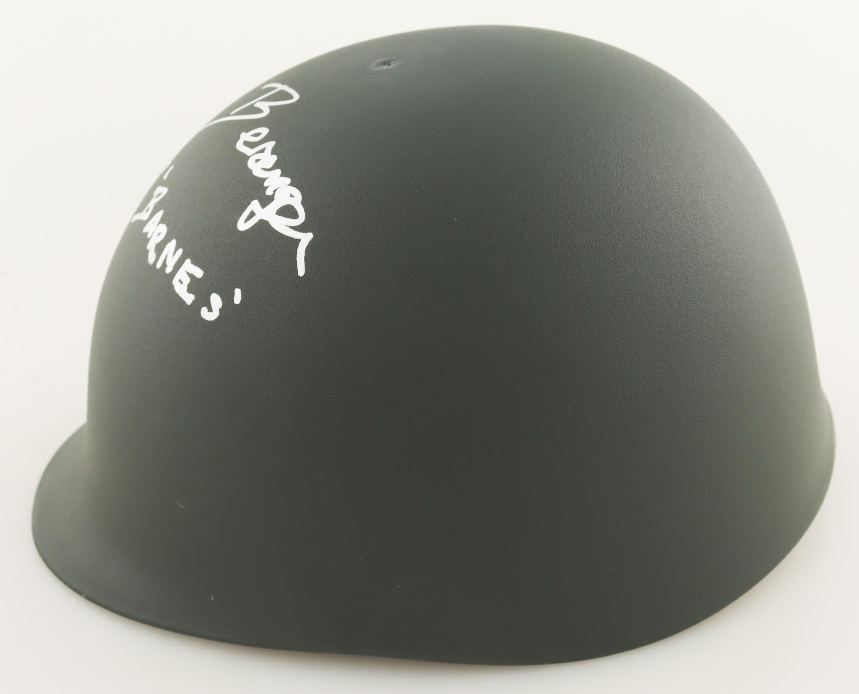 Tom Berenger Signed "Platoon" Replica Army Helmet Inscribed "'Ssgt. Barnes'" (JSA) at PristineAuction.com Tom Berenger Signed "Platoon" Replica Army Helmet Inscribed "'Ssgt. Barnes'" (JSA) at PristineAuction.com