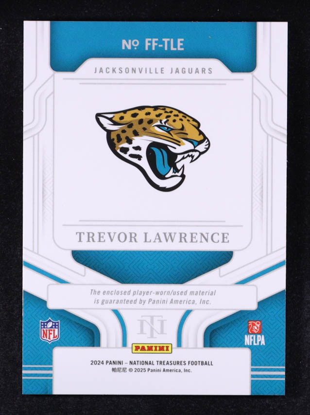 Trevor Lawrence 2024 Panini National Treasures Framed Fabric #30 #35/49 at PristineAuction.com Trevor Lawrence 2024 Panini National Treasures Framed Fabric #30 #35/49 at PristineAuction.com