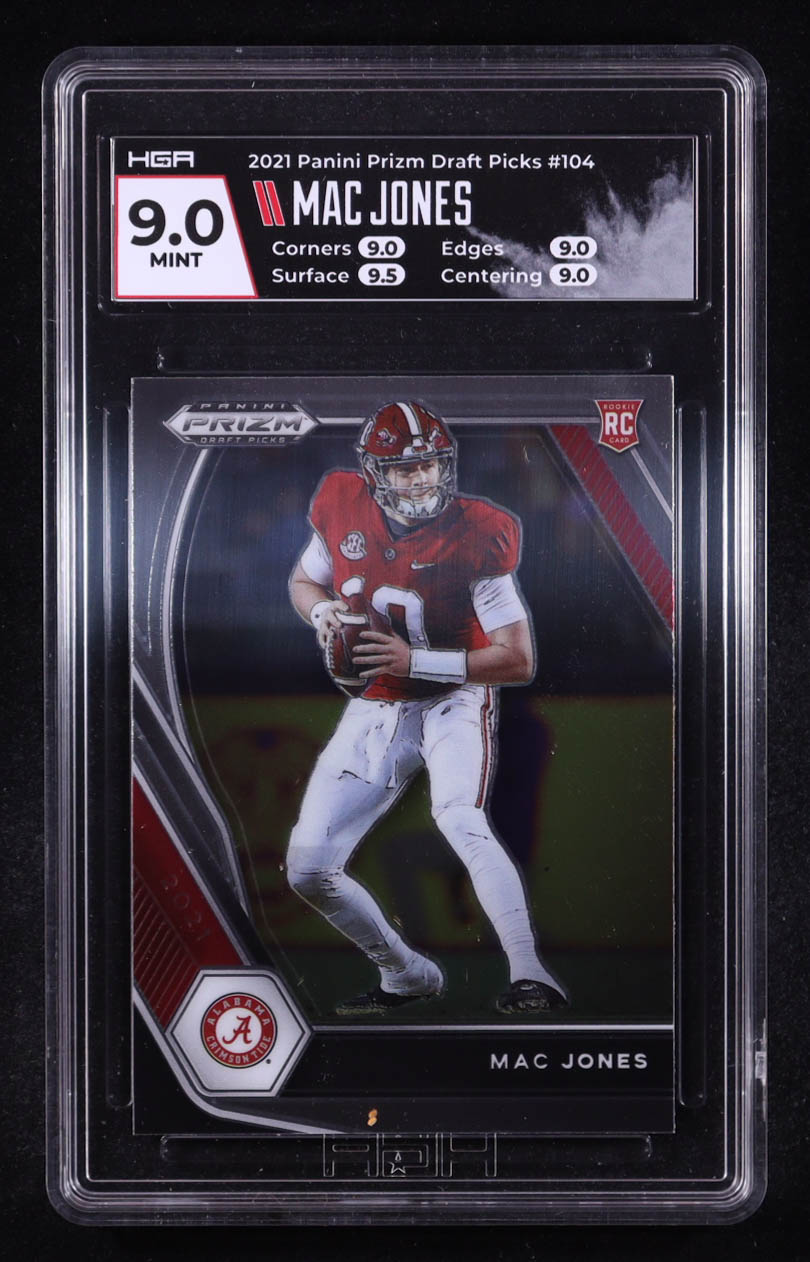 Mac Jones 2021 Panini Prizm Draft Picks #104 RC (HGA 9) at PristineAuction.com Mac Jones 2021 Panini Prizm Draft Picks #104 RC (HGA 9) at PristineAuction.com