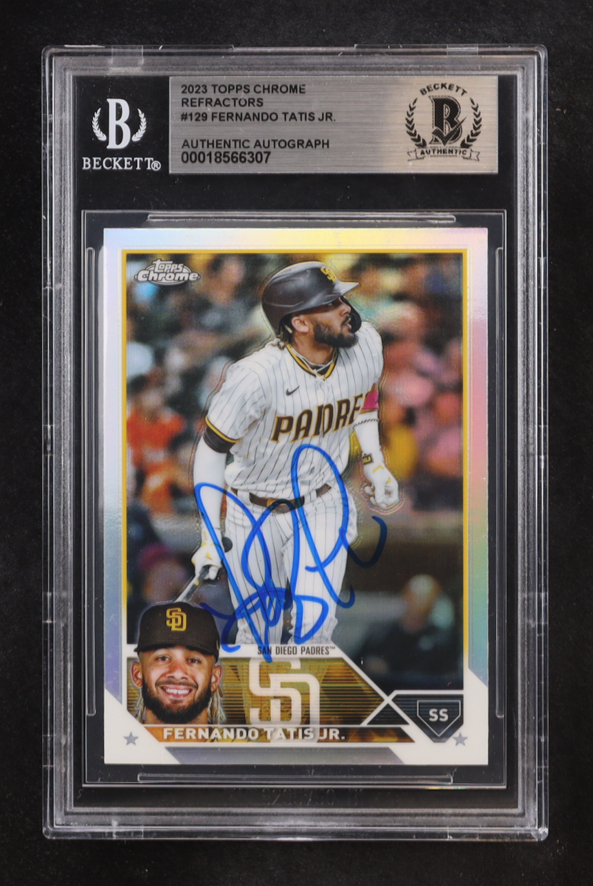 Fernando Tatis Jr. Signed 2023 Topps Chrome Refractors #129 (BGS) at PristineAuction.com Fernando Tatis Jr. Signed 2023 Topps Chrome Refractors #129 (BGS) at PristineAuction.com