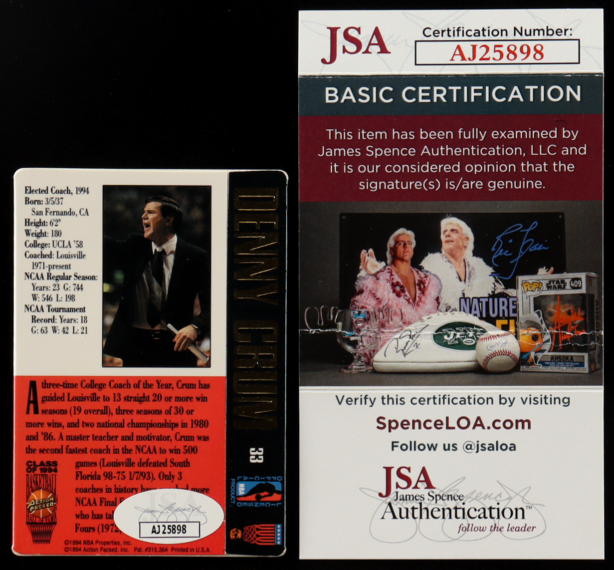Denny Crum Signed 1994 Action Packed Basketball Hall of Fame #33 (JSA) at PristineAuction.com Denny Crum Signed 1994 Action Packed Basketball Hall of Fame #33 (JSA) at PristineAuction.com
