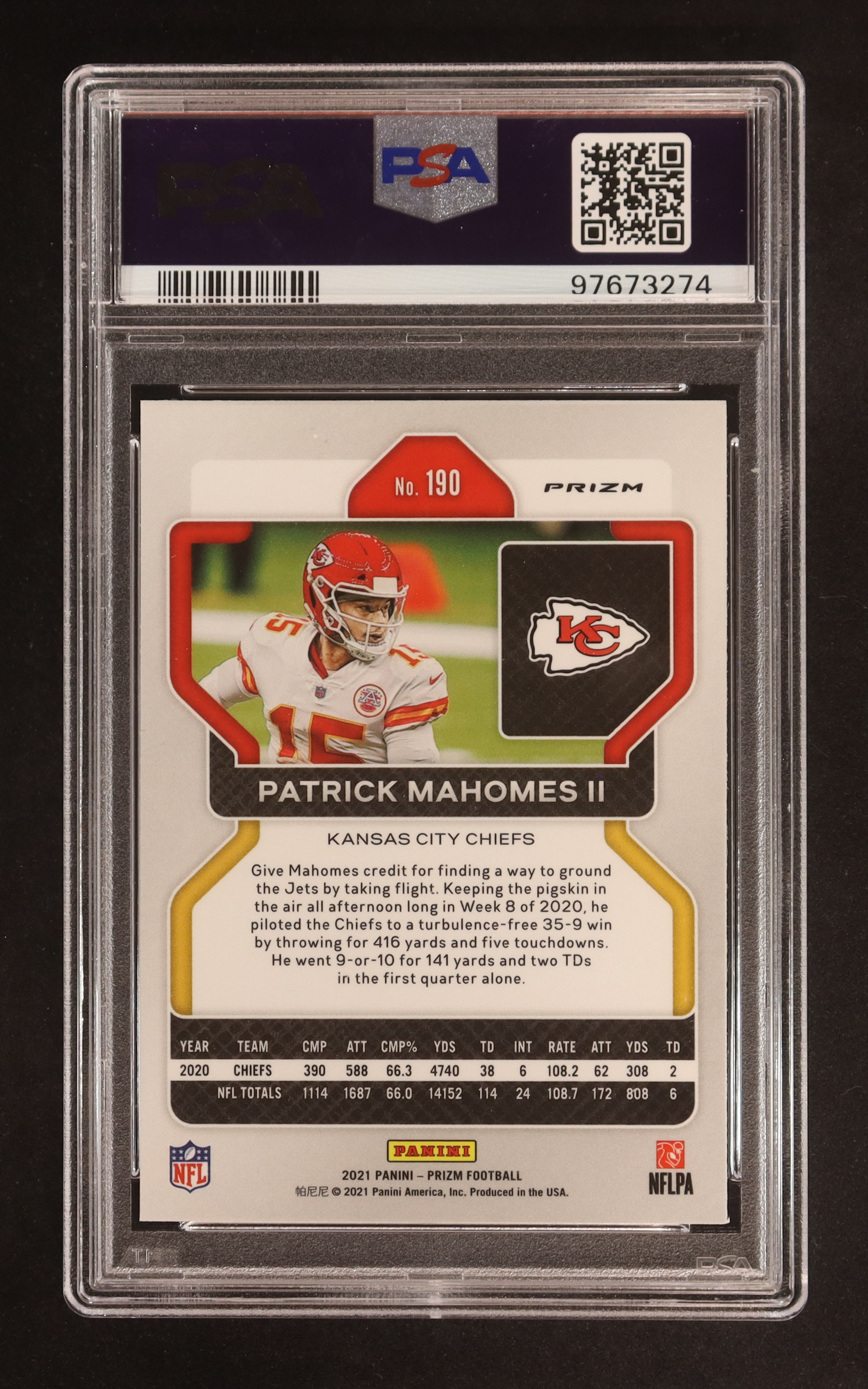 Patrick Mahomes II 2021 Panini Prizm Prizms Orange Disco #190 (PSA 9) at PristineAuction.com Patrick Mahomes II 2021 Panini Prizm Prizms Orange Disco #190 (PSA 9) at PristineAuction.com