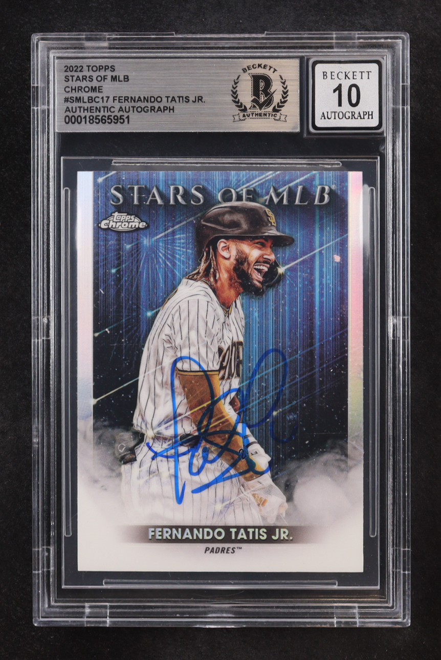 Fernando Tatis Jr. Signed 2022 Topps Stars of MLB Chrome #SMLBC17 (BGS | Auto 10) at PristineAuction.com Fernando Tatis Jr. Signed 2022 Topps Stars of MLB Chrome #SMLBC17 (BGS | Auto 10) at PristineAuction.com