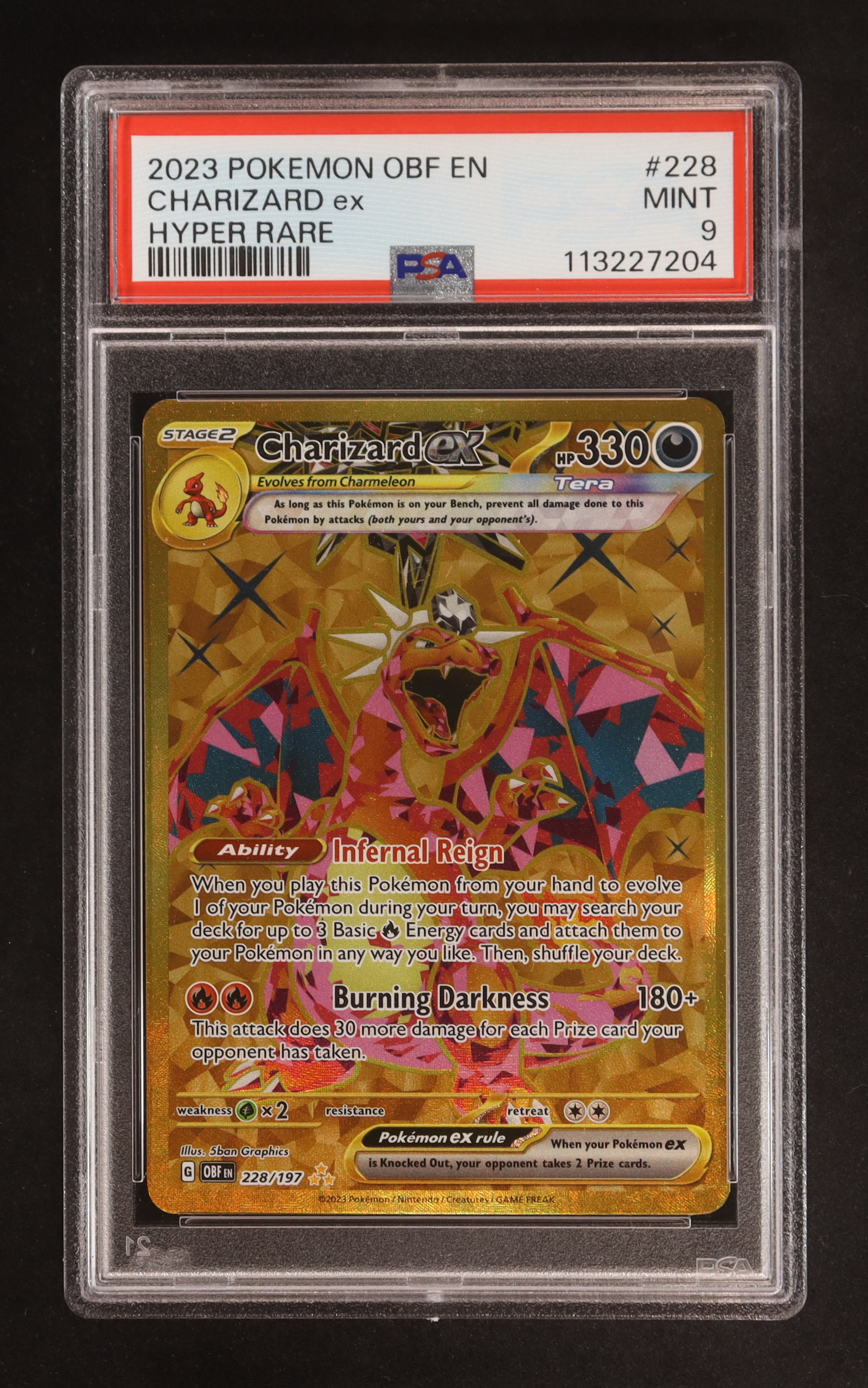 Charizard ex 2023 Pokemon TCG Scarlet & Violet Obsidian Flames #228 (PSA 9) at PristineAuction.com Charizard ex 2023 Pokemon TCG Scarlet & Violet Obsidian Flames #228 (PSA 9) at PristineAuction.com