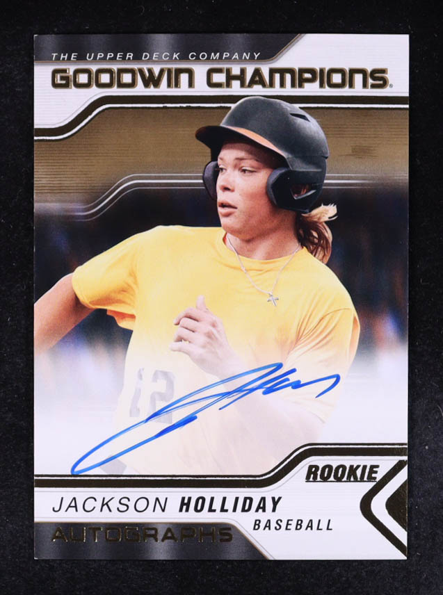 Jackson Holliday 2023 Upper Deck Goodwin Champions Autographs #AJH RC at PristineAuction.com Jackson Holliday 2023 Upper Deck Goodwin Champions Autographs #AJH RC at PristineAuction.com