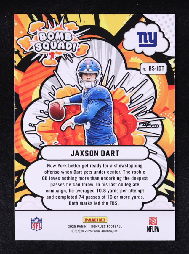 Jaxson Dart 2025 Donruss Bomb Squad #27 RC at PristineAuction.com Jaxson Dart 2025 Donruss Bomb Squad #27 RC at PristineAuction.com