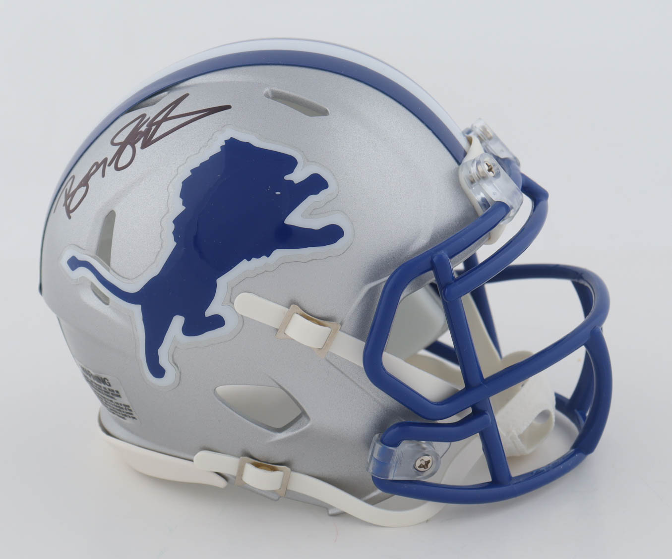 Barry Sanders Signed Lions Throwback Speed Mini Helmet (Fanatics) at PristineAuction.com Barry Sanders Signed Lions Throwback Speed Mini Helmet (Fanatics) at PristineAuction.com