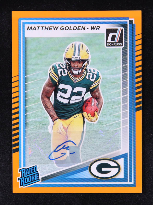 Matthew Golden 2025 Donruss Rated Rookies Autographs Orange #311 RC at PristineAuction.com Matthew Golden 2025 Donruss Rated Rookies Autographs Orange #311 RC at PristineAuction.com