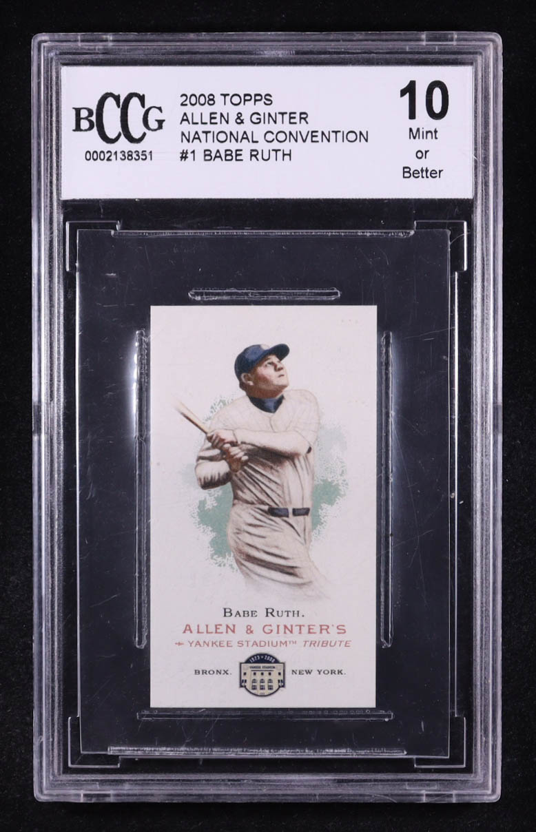 Babe Ruth 2008 Topps Allen & Ginter National Convention #1 (BCCG 10) at PristineAuction.com Babe Ruth 2008 Topps Allen & Ginter National Convention #1 (BCCG 10) at PristineAuction.com