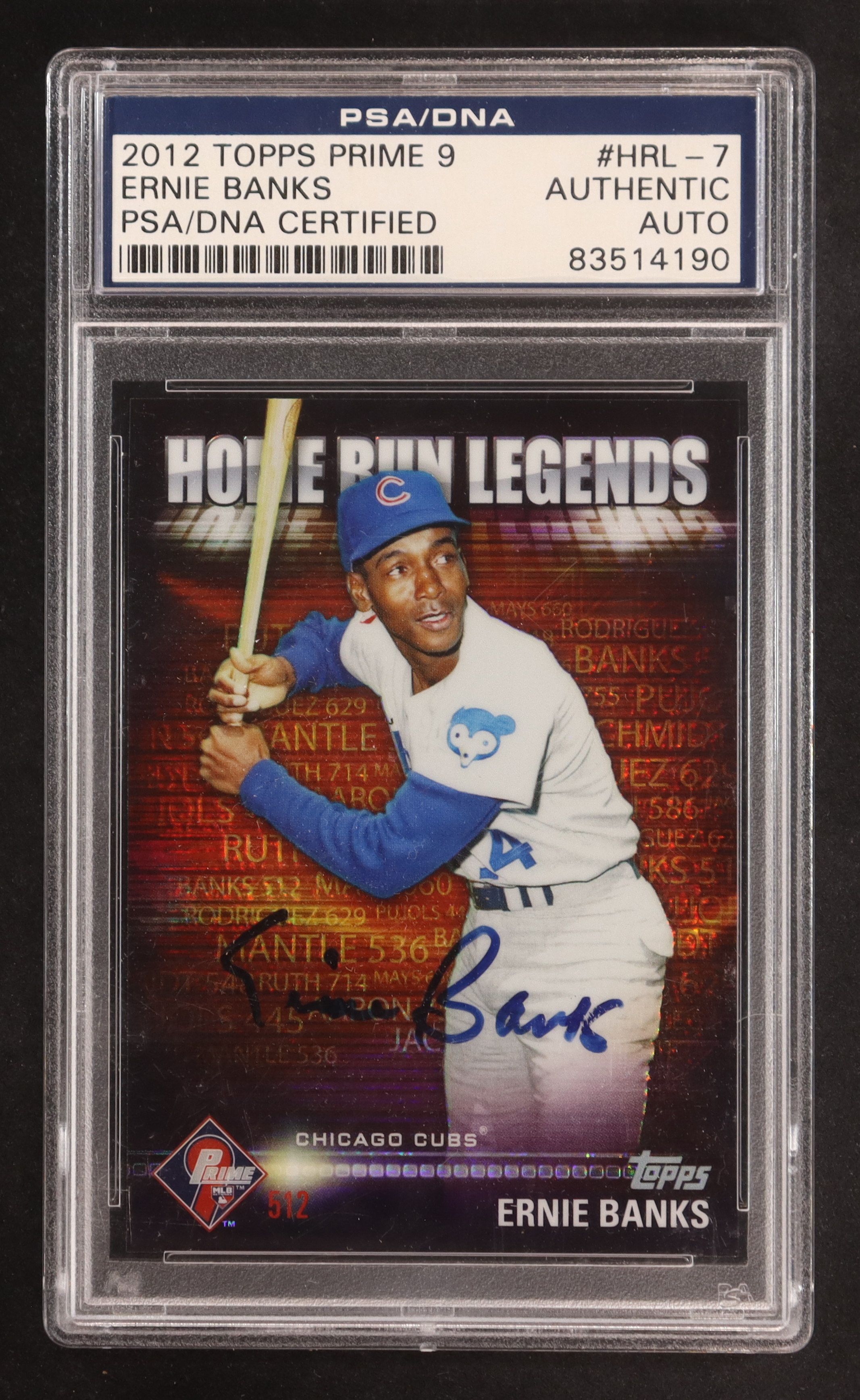 Ernie Banks Signed 2012 Topps Prime Nine Home Run Legends #HRL7 (PSA) at PristineAuction.com Ernie Banks Signed 2012 Topps Prime Nine Home Run Legends #HRL7 (PSA) at PristineAuction.com