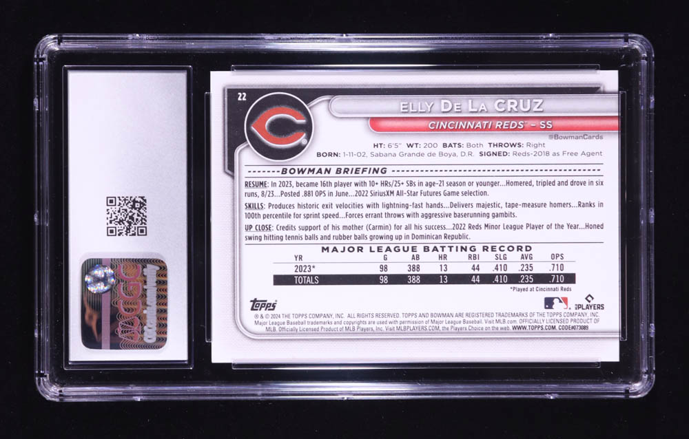 Elly De La Cruz 2024 Bowman #22 RC (CGC 10) at PristineAuction.com Elly De La Cruz 2024 Bowman #22 RC (CGC 10) at PristineAuction.com