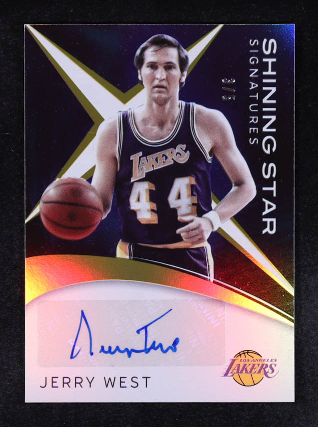 Jerry West 2021 Panini Shining Stars Signatures Gold #SSJE #3/5 at PristineAuction.com Jerry West 2021 Panini Shining Stars Signatures Gold #SSJE #3/5 at PristineAuction.com