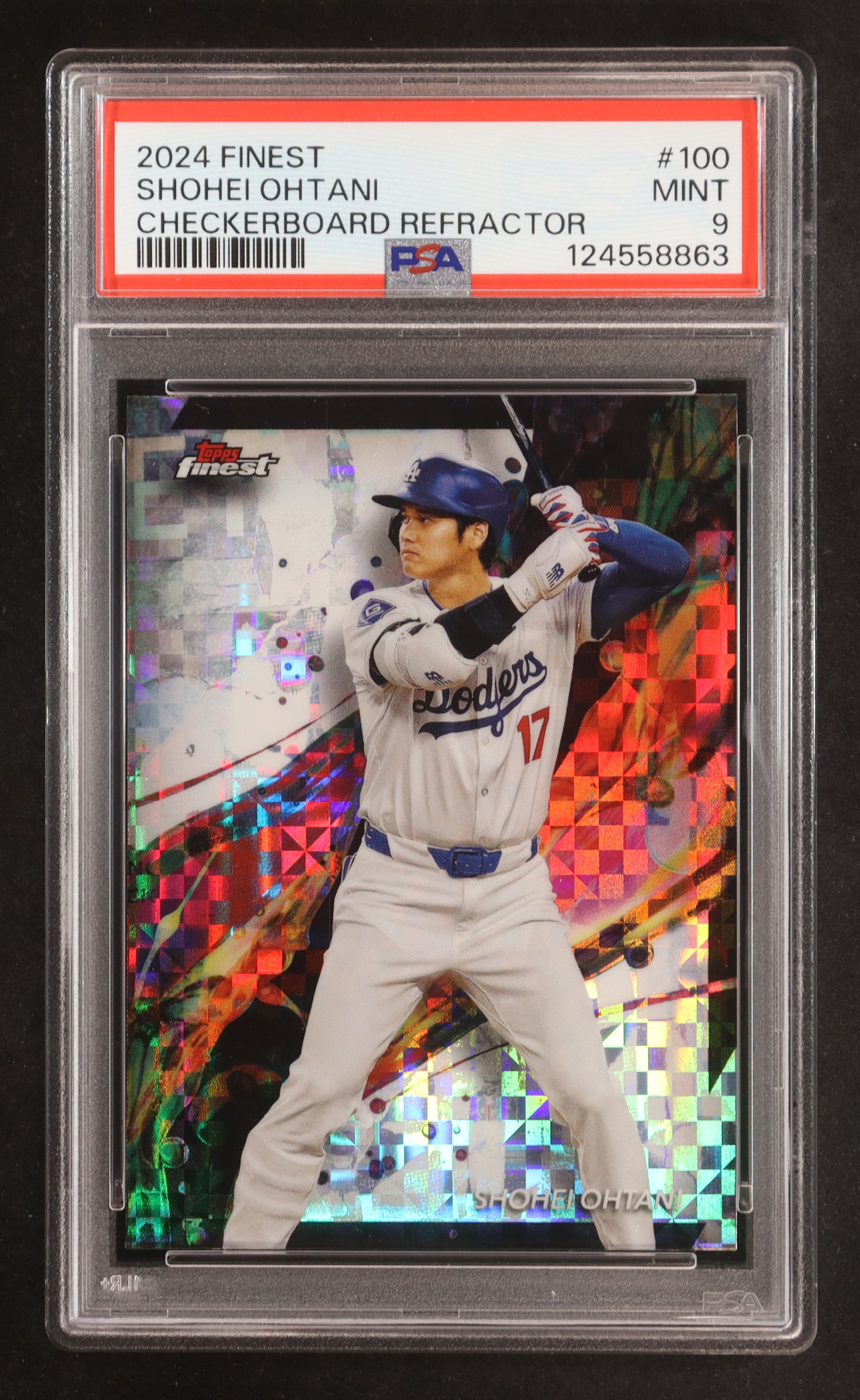Shohei Ohtani 2024 Finest Checkerboard Refractors #100 (PSA 9) at PristineAuction.com Shohei Ohtani 2024 Finest Checkerboard Refractors #100 (PSA 9) at PristineAuction.com