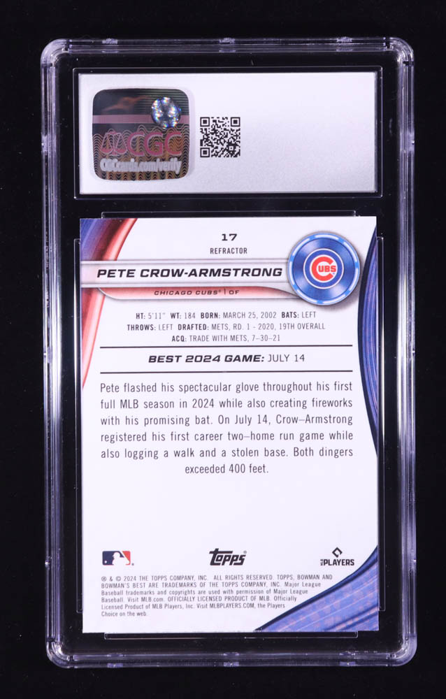 Pete Crow-Armstrong 2024 Bowman's Best Refractors #17 RC (CGC 10) at PristineAuction.com Pete Crow-Armstrong 2024 Bowman's Best Refractors #17 RC (CGC 10) at PristineAuction.com