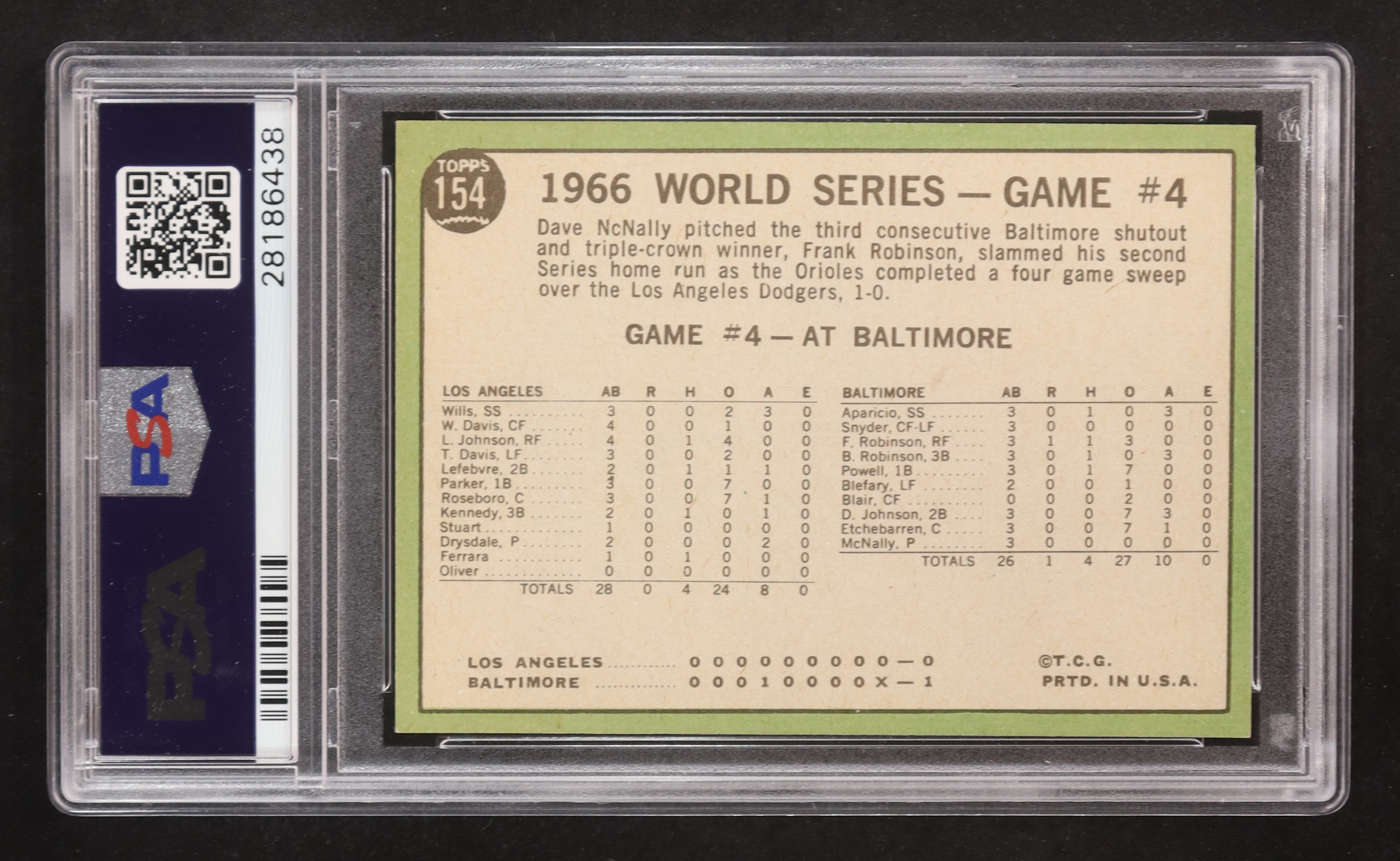Frank Robinson / Dave McNally 1967 Topps #154 World Series Game 4 (PSA 7) at PristineAuction.com Frank Robinson / Dave McNally 1967 Topps #154 World Series Game 4 (PSA 7) at PristineAuction.com