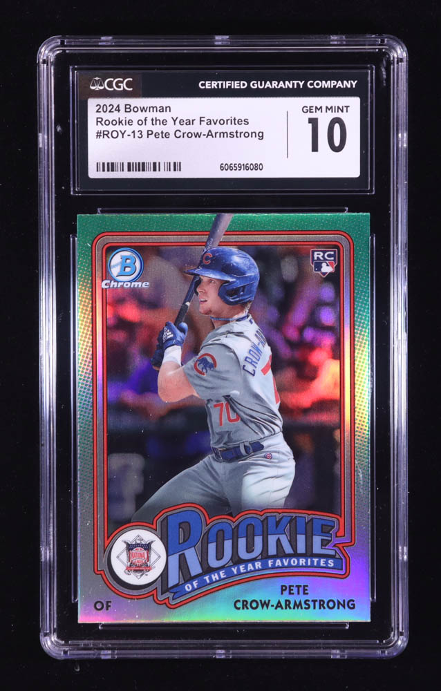 Pete Crow-Armstrong 2024 Bowman Chrome Rookie of the Year Favorites #ROY13 RC (CGC 10) at PristineAuction.com Pete Crow-Armstrong 2024 Bowman Chrome Rookie of the Year Favorites #ROY13 RC (CGC 10) at PristineAuction.com