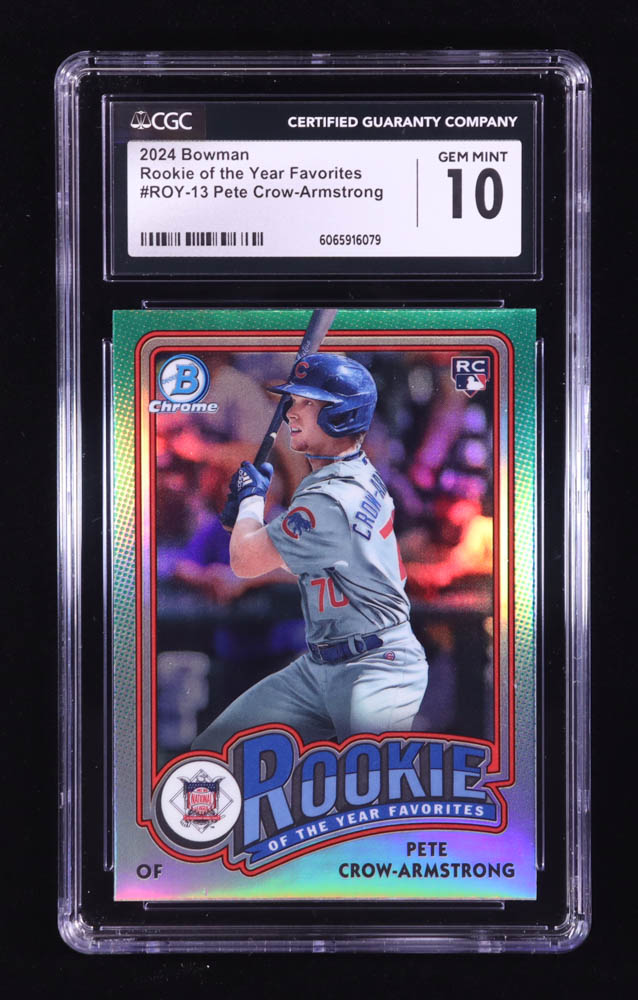 Pete Crow-Armstrong 2024 Bowman Chrome Rookie of the Year Favorites #ROY13 RC (CGC 10) at PristineAuction.com Pete Crow-Armstrong 2024 Bowman Chrome Rookie of the Year Favorites #ROY13 RC (CGC 10) at PristineAuction.com