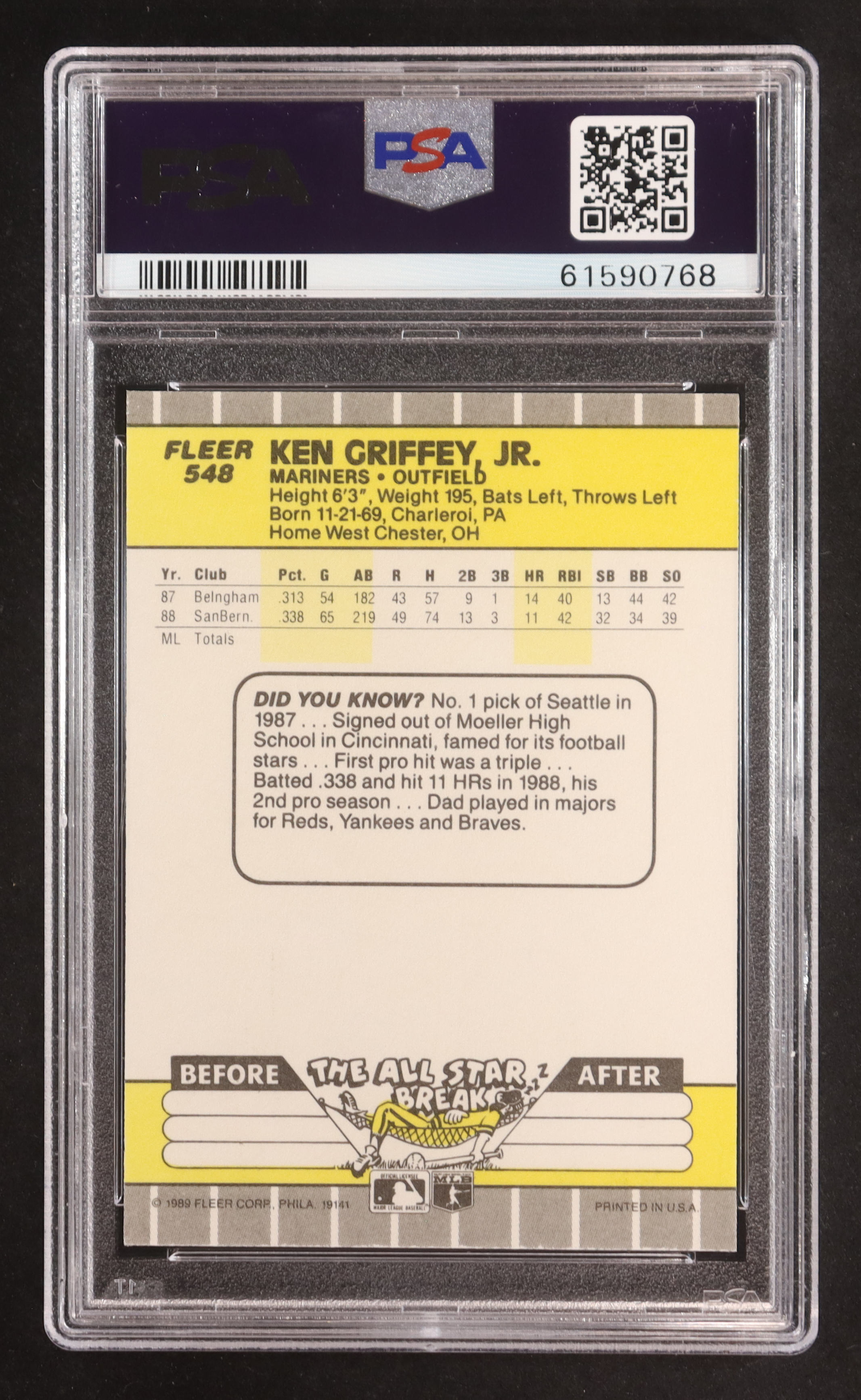 Ken Griffey Jr. 1989 Fleer #548 RC (PSA 10) at PristineAuction.com Ken Griffey Jr. 1989 Fleer #548 RC (PSA 10) at PristineAuction.com