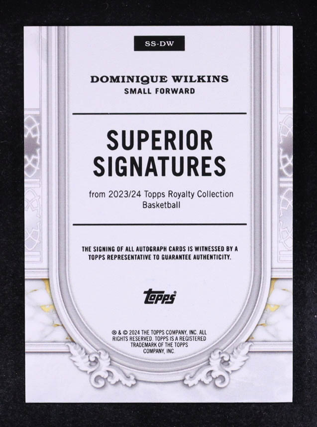Dominique Wilkins 2023-24 Topps Royalty Superior Signatures Blue #SSDW #08/25 at PristineAuction.com Dominique Wilkins 2023-24 Topps Royalty Superior Signatures Blue #SSDW #08/25 at PristineAuction.com