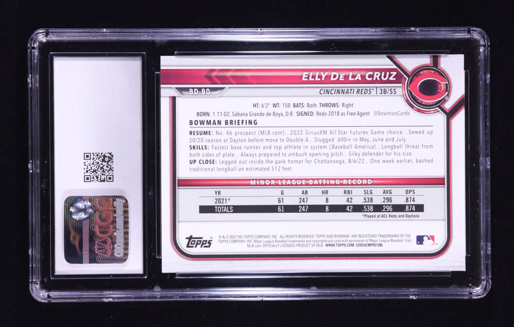 Elly De La Cruz 2022 Bowman Draft #BD80 RC (CGC 10) at PristineAuction.com Elly De La Cruz 2022 Bowman Draft #BD80 RC (CGC 10) at PristineAuction.com