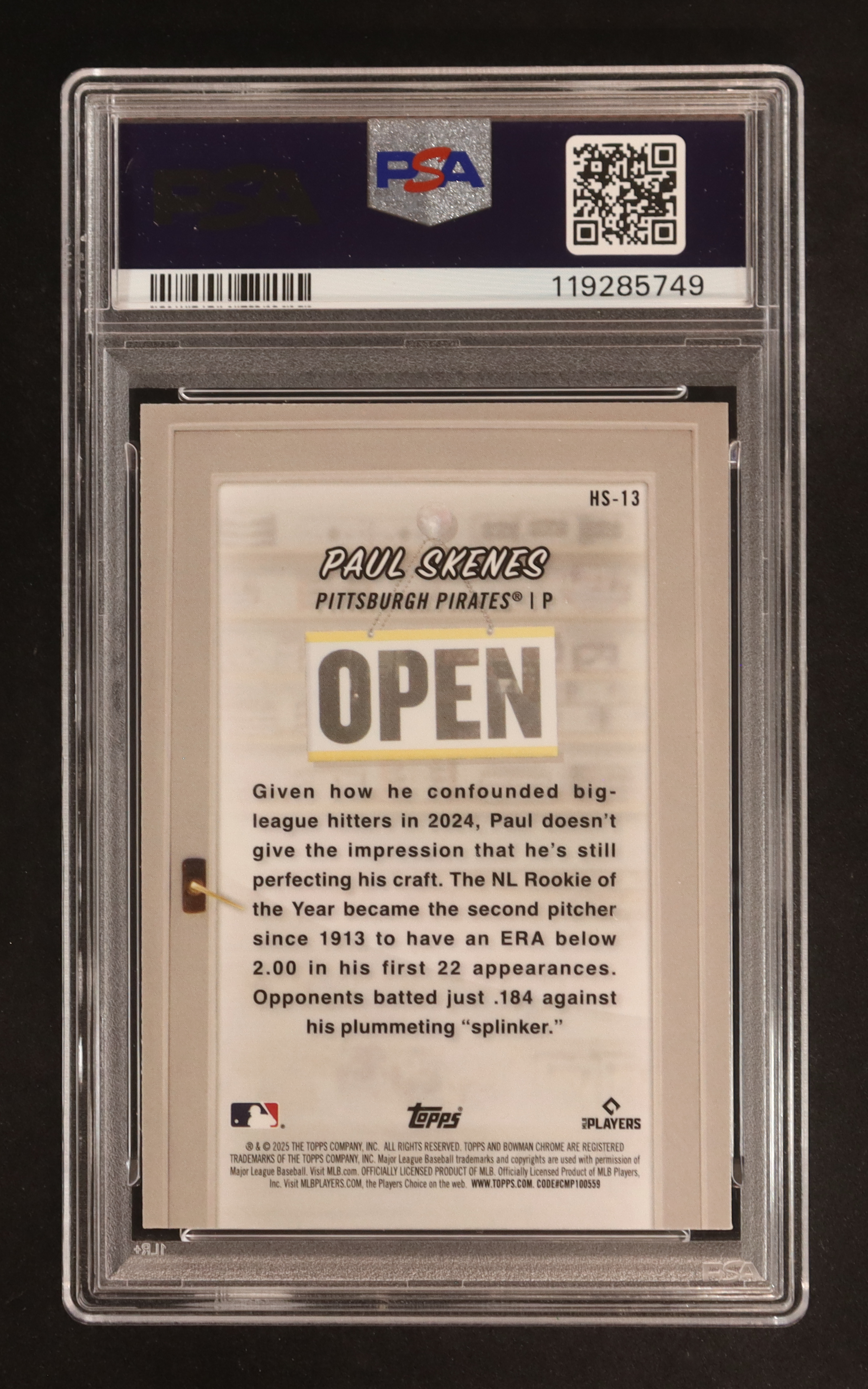 Paul Skenes 2025 Bowman Chrome Hobby Stars #HS13 (PSA 9) at PristineAuction.com Paul Skenes 2025 Bowman Chrome Hobby Stars #HS13 (PSA 9) at PristineAuction.com