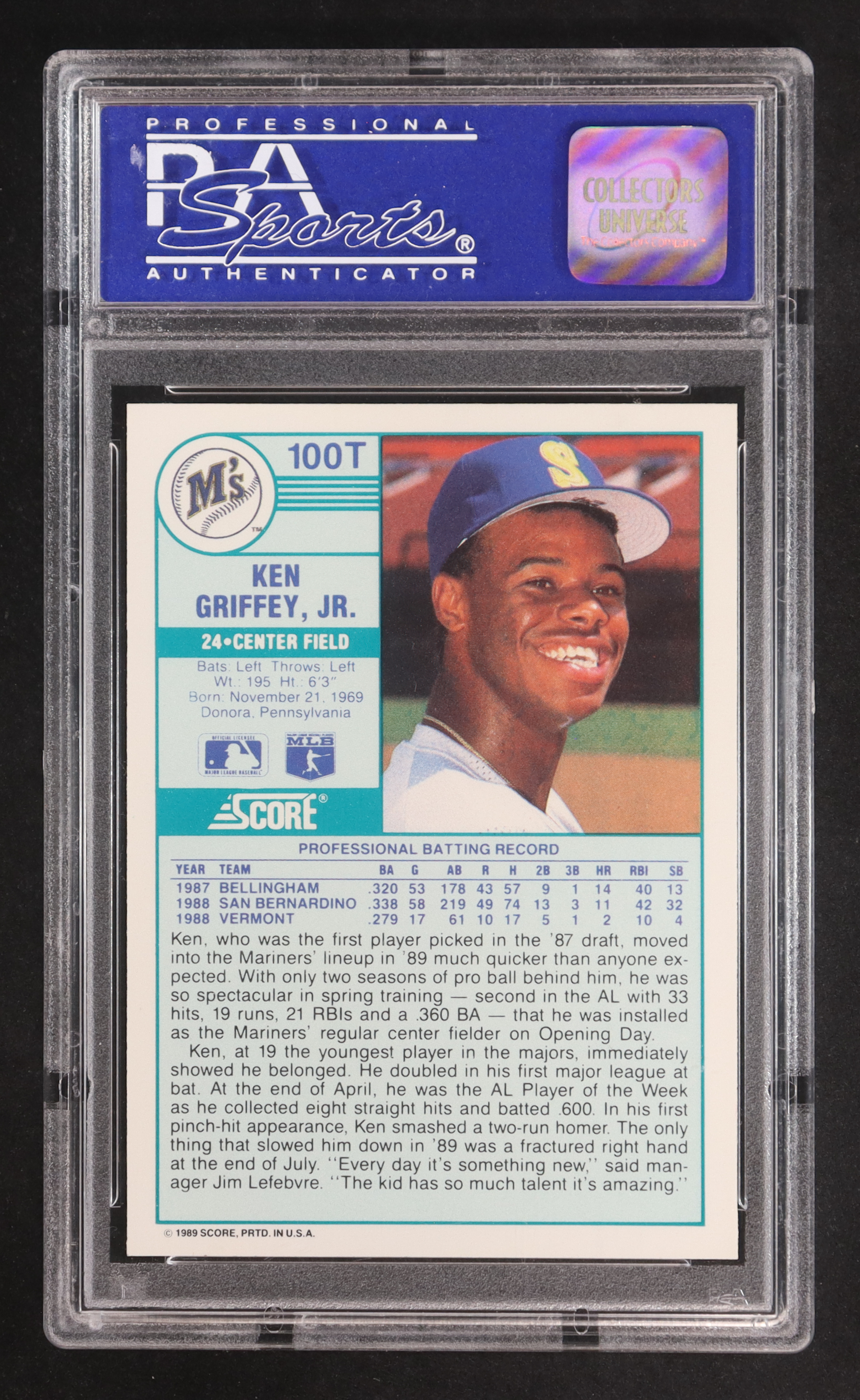 Ken Griffey Jr. 1989 Score/Traded #100T RC (PSA 9) at PristineAuction.com Ken Griffey Jr. 1989 Score/Traded #100T RC (PSA 9) at PristineAuction.com