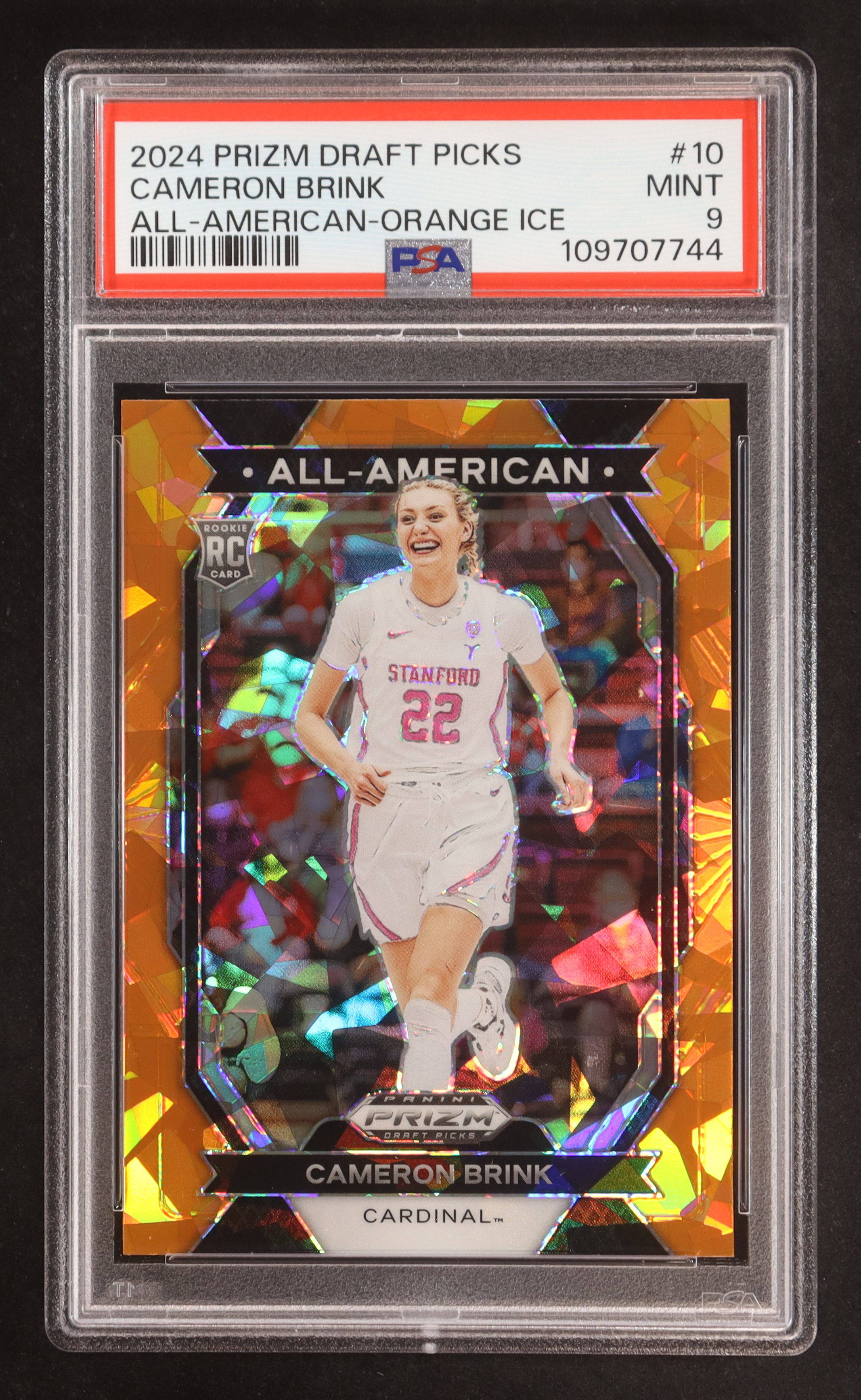 Cameron Brink 2024-25 Panini Prizm Draft Picks All-American Prizms Orange Ice #10 RC (PSA 9) at PristineAuction.com Cameron Brink 2024-25 Panini Prizm Draft Picks All-American Prizms Orange Ice #10 RC (PSA 9) at PristineAuction.com