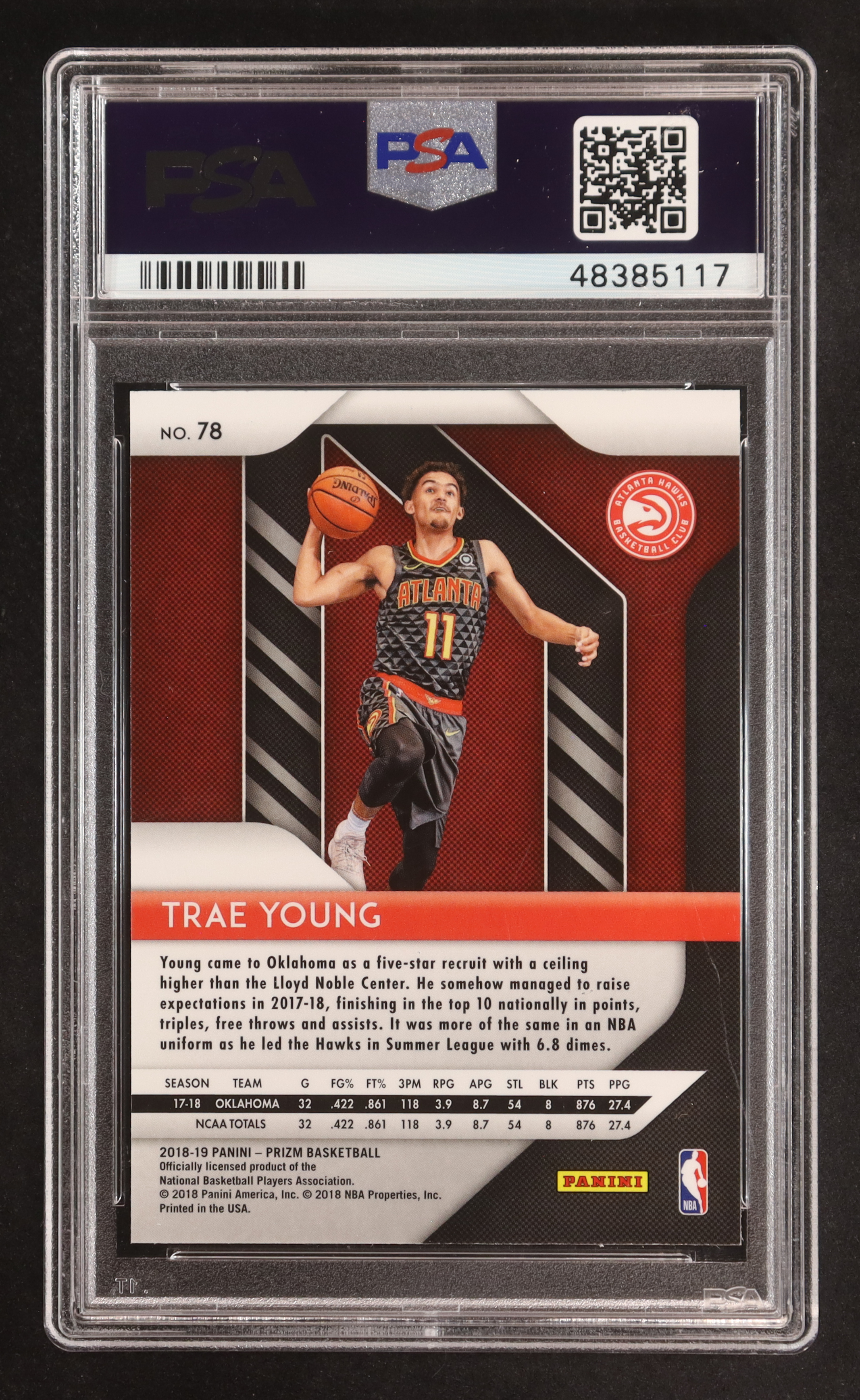 Trae Young 2018-19 Panini Prizm #78 RC (PSA 10) at PristineAuction.com Trae Young 2018-19 Panini Prizm #78 RC (PSA 10) at PristineAuction.com
