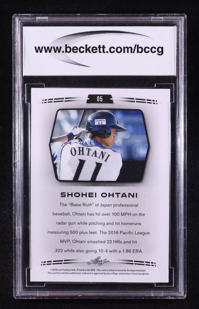 Shohei Ohtani 2018 Leaf Ohtani Retail #05 RC (BCCG 10) at PristineAuction.com Shohei Ohtani 2018 Leaf Ohtani Retail #05 RC (BCCG 10) at PristineAuction.com