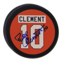 Bill Clement Signed Flyers Logo Hockey Puck (JSA) at PristineAuction.com