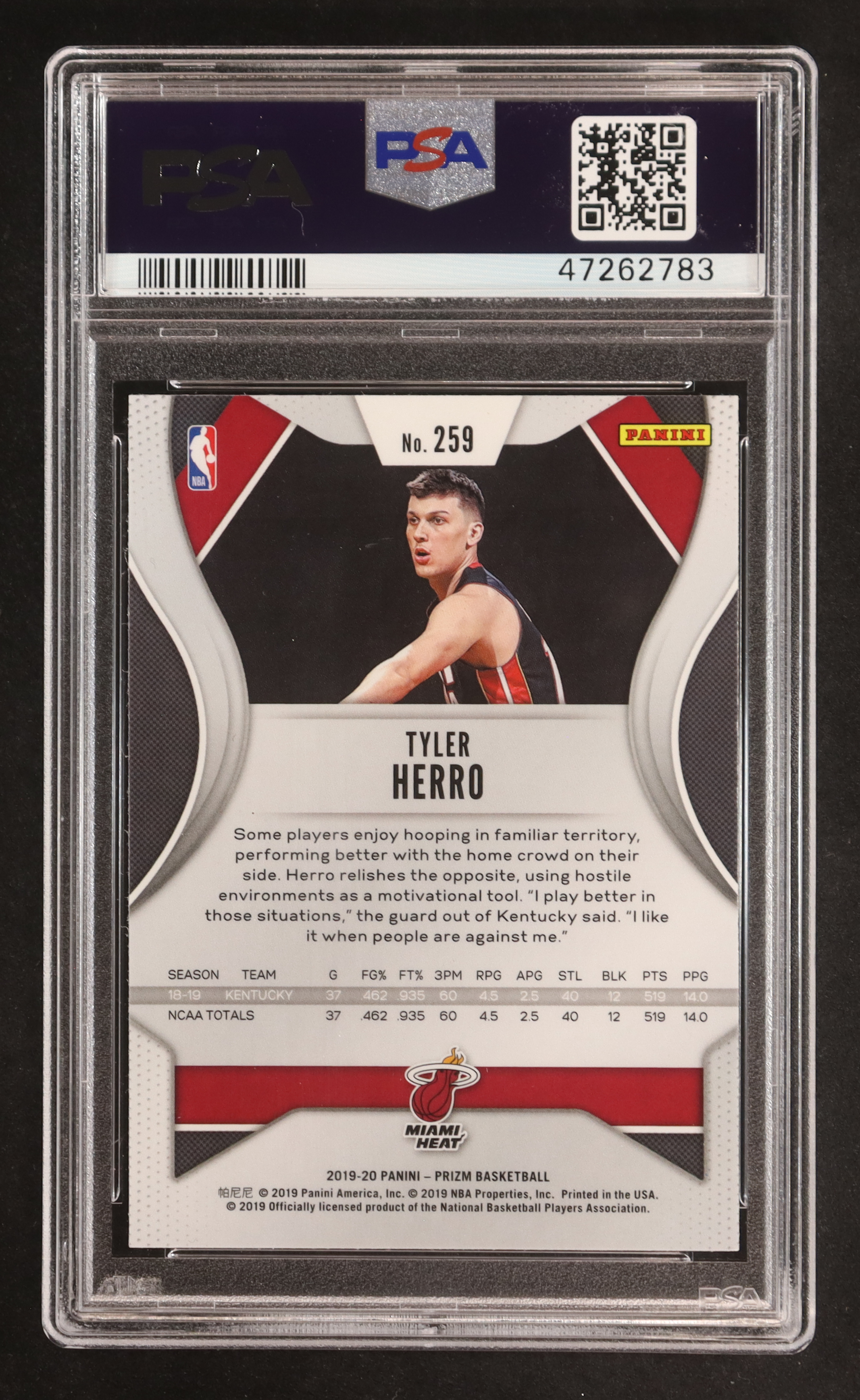 Tyler Herro 2019-20 Panini Prizm #259 RC (PSA 10) at PristineAuction.com Tyler Herro 2019-20 Panini Prizm #259 RC (PSA 10) at PristineAuction.com
