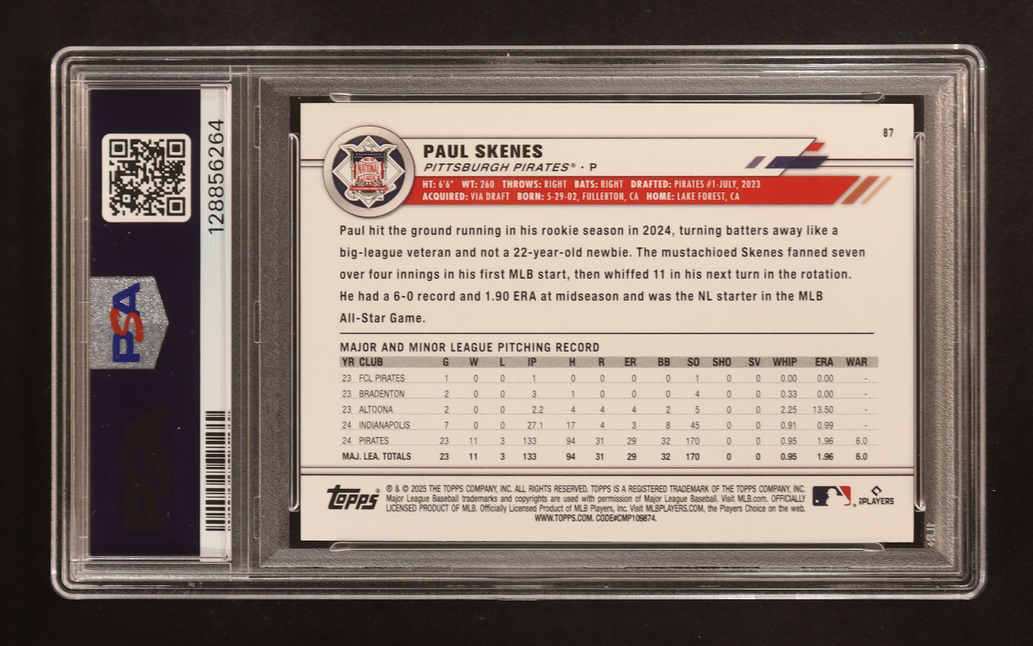 Paul Skenes 2025 Topps All-Star Game Rainbow Foil #87 (PSA 9) at PristineAuction.com Paul Skenes 2025 Topps All-Star Game Rainbow Foil #87 (PSA 9) at PristineAuction.com
