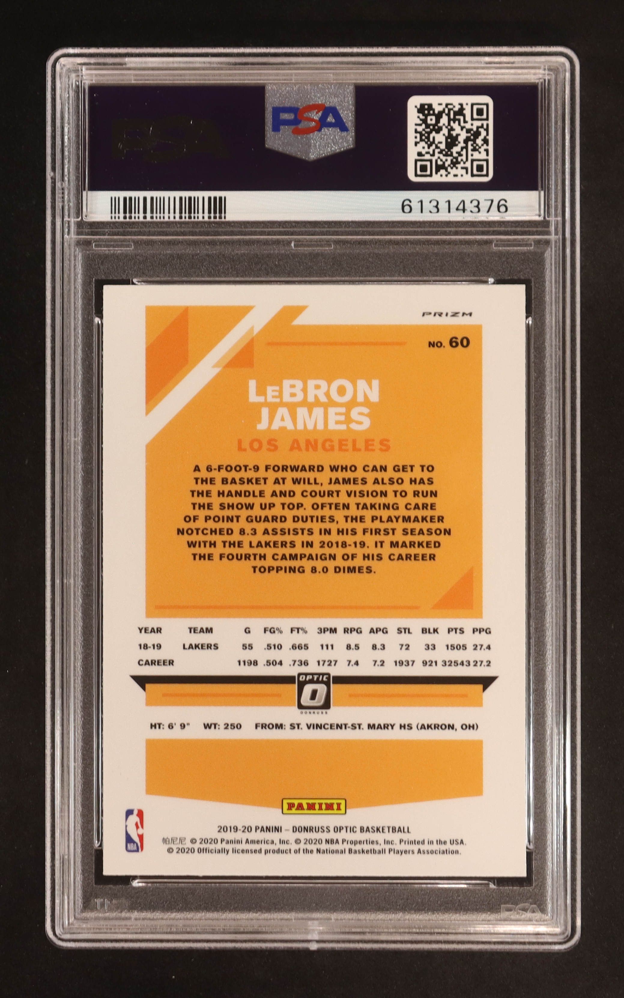 LeBron James 2019-20 Donruss Optic Fanatics Box Set #60 (PSA 10) at PristineAuction.com LeBron James 2019-20 Donruss Optic Fanatics Box Set #60 (PSA 10) at PristineAuction.com