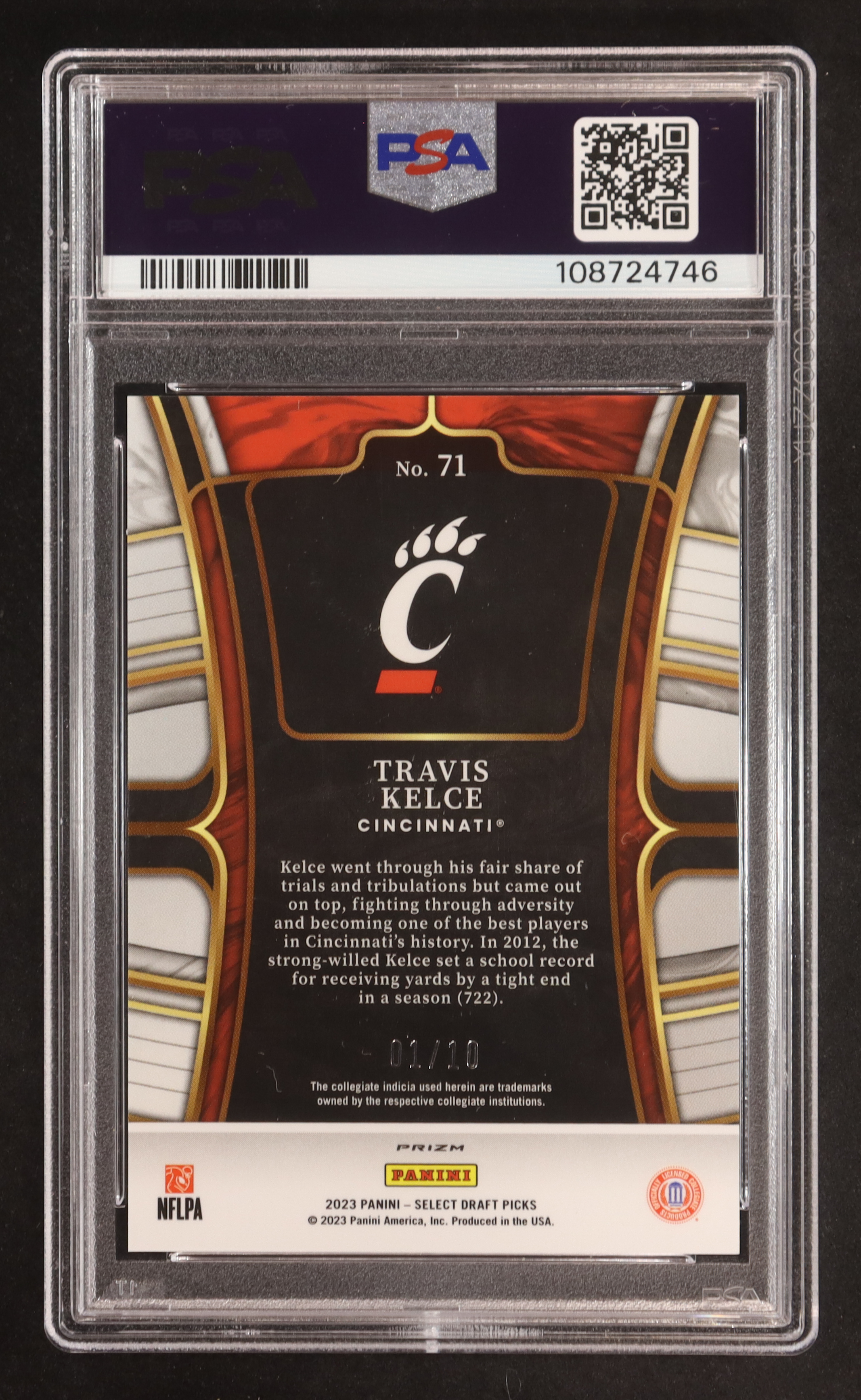 Travis Kelce 2023 Select Draft Picks Prizms Gold #71 #01/10 (PSA 9) at PristineAuction.com Travis Kelce 2023 Select Draft Picks Prizms Gold #71 #01/10 (PSA 9) at PristineAuction.com