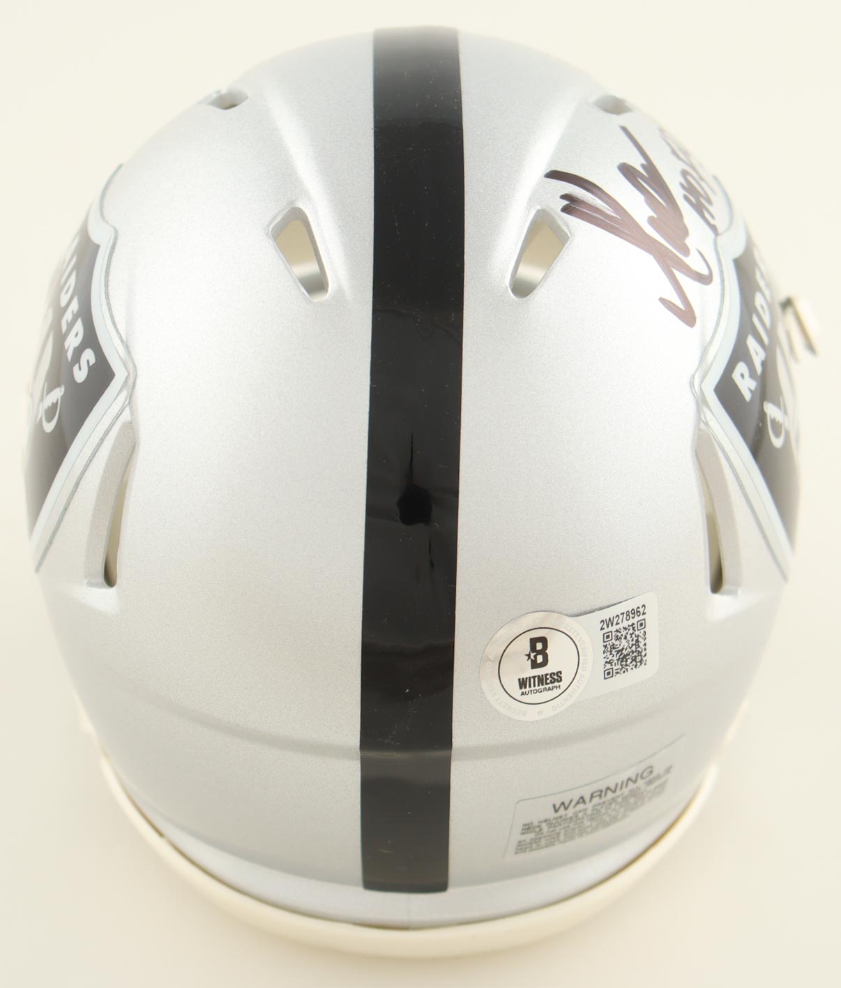 Marcus Allen Signed Custom Framed Photo Display With Raiders Speed Mini Helmet Inscribed "All The Best" & "HOF 03" (Beckett) at PristineAuction.com Marcus Allen Signed Custom Framed Photo Display With Raiders Speed Mini Helmet Inscribed "All The Best" & "HOF 03" (Beckett) at PristineAuction.com