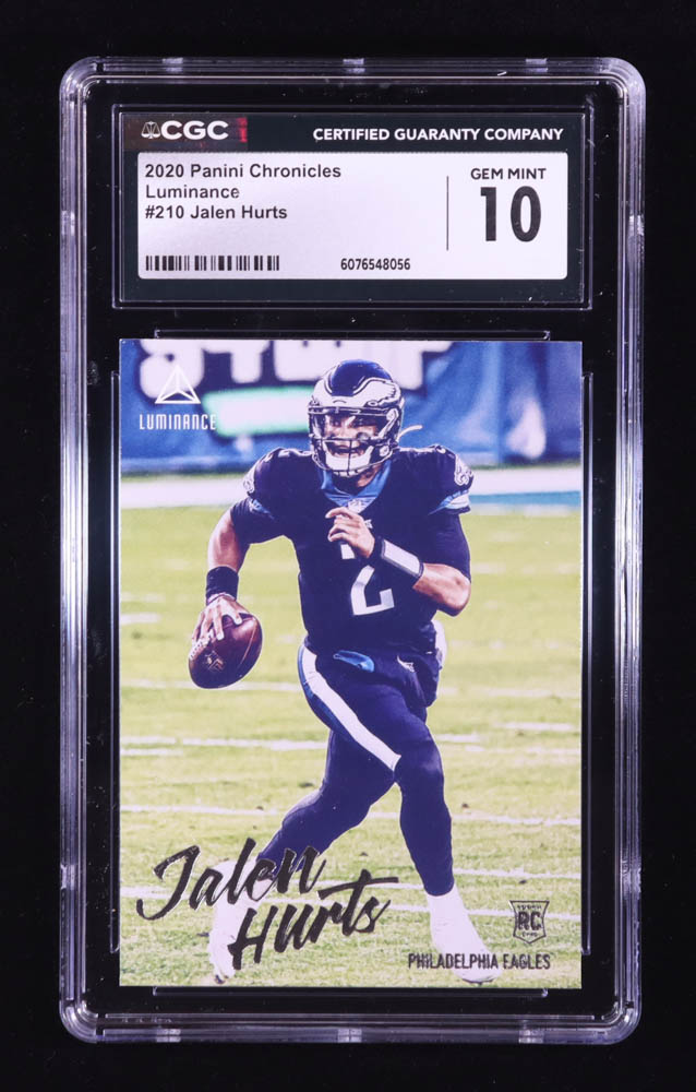 Jalen Hurts 2020 Panini Luminance #210 RC / CHRONICLES (CGC 10) at PristineAuction.com Jalen Hurts 2020 Panini Luminance #210 RC / CHRONICLES (CGC 10) at PristineAuction.com