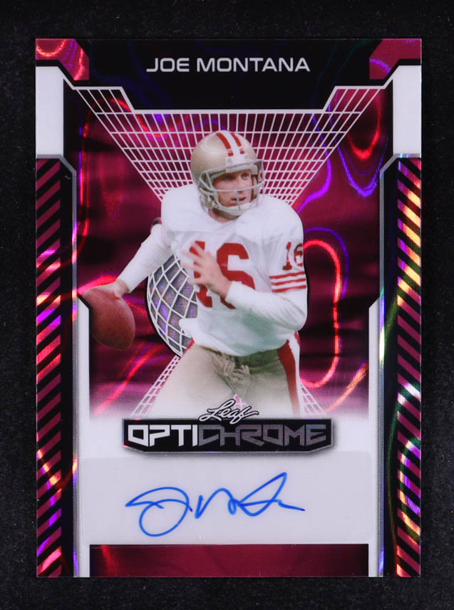 Joe Montana 2025 Leaf OptiChrome Autographs Pink Lava #BAJM2 #7/8 at PristineAuction.com Joe Montana 2025 Leaf OptiChrome Autographs Pink Lava #BAJM2 #7/8 at PristineAuction.com