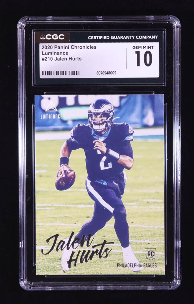 Jalen Hurts 2020 Panini Luminance #210 RC / CHRONICLES (CGC 10) at PristineAuction.com Jalen Hurts 2020 Panini Luminance #210 RC / CHRONICLES (CGC 10) at PristineAuction.com