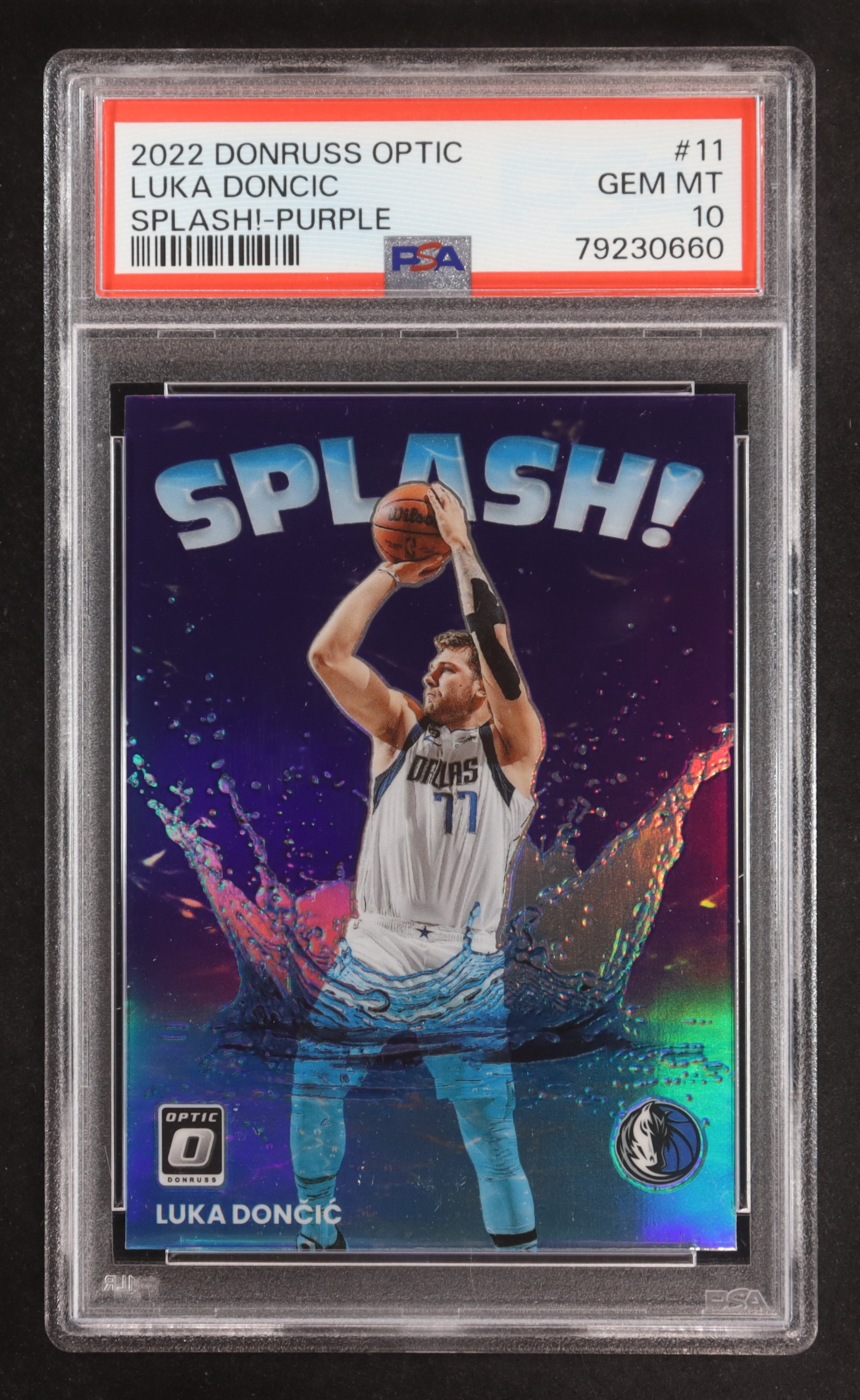 Luka Doncic 2022-23 Donruss Optic Splash! Purple #11 (PSA 10) at PristineAuction.com Luka Doncic 2022-23 Donruss Optic Splash! Purple #11 (PSA 10) at PristineAuction.com